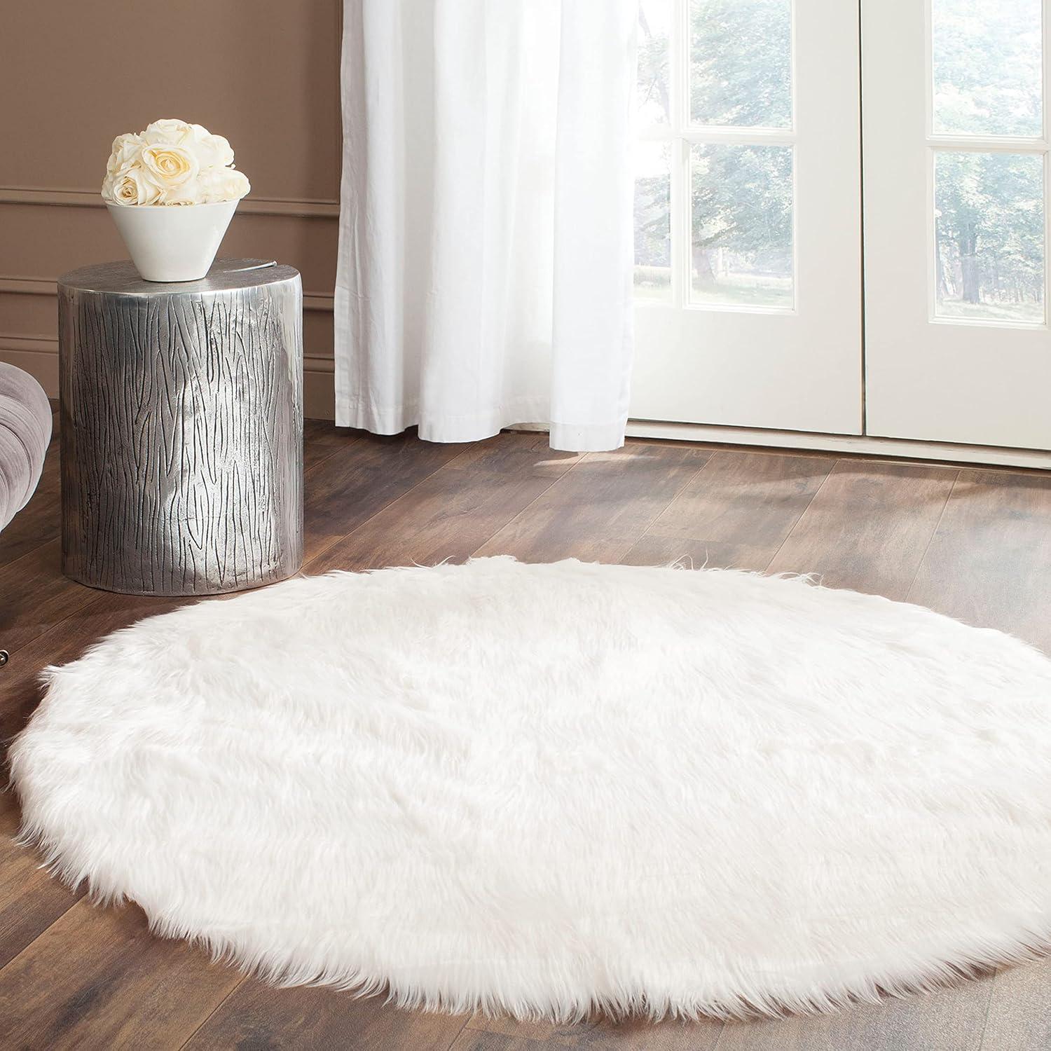 image:imageSAFAVIEH Faux Sheep Skin Collection 3 x 5 Ivory FSS235A Silken Glam 235inch Thick Area RugIvory
