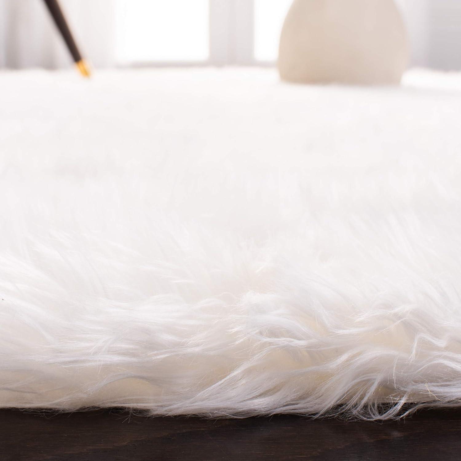 image:imageSAFAVIEH Faux Sheep Skin Collection 3 x 5 Ivory FSS235A Silken Glam 235inch Thick Area RugIvory