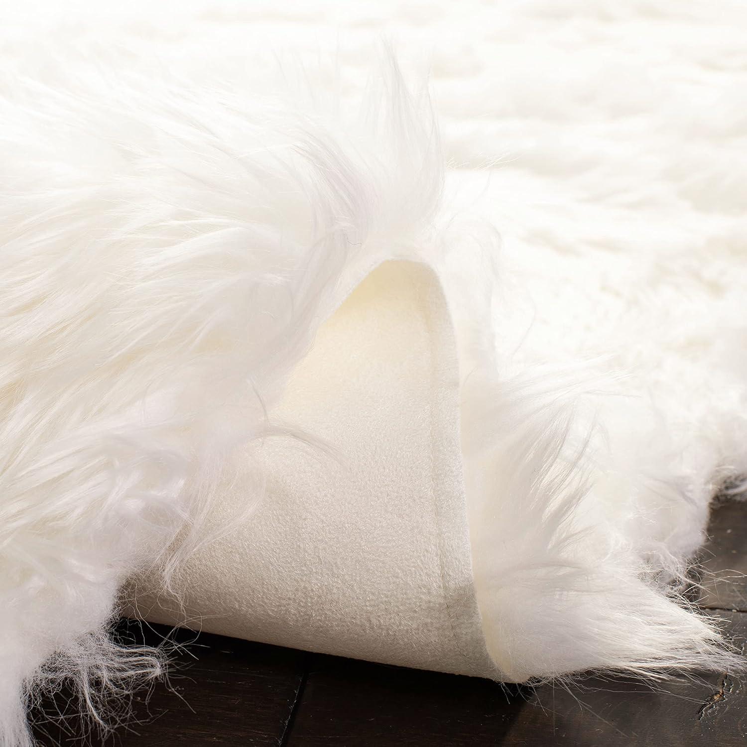 image:imageSAFAVIEH Faux Sheep Skin Collection 3 x 5 Ivory FSS235A Silken Glam 235inch Thick Area RugIvory