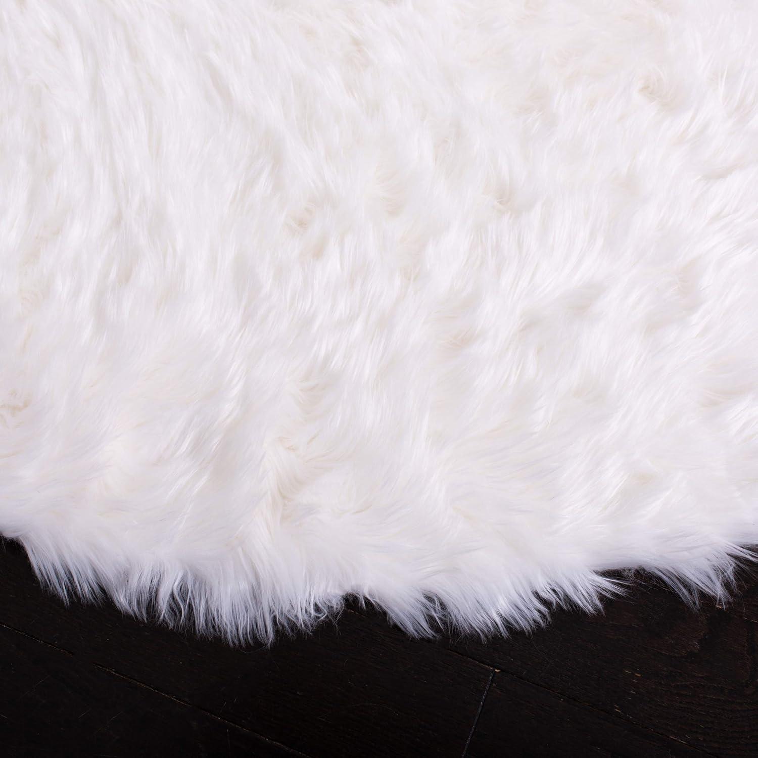 image:imageSAFAVIEH Faux Sheep Skin Collection 3 x 5 Ivory FSS235A Silken Glam 235inch Thick Area RugIvory
