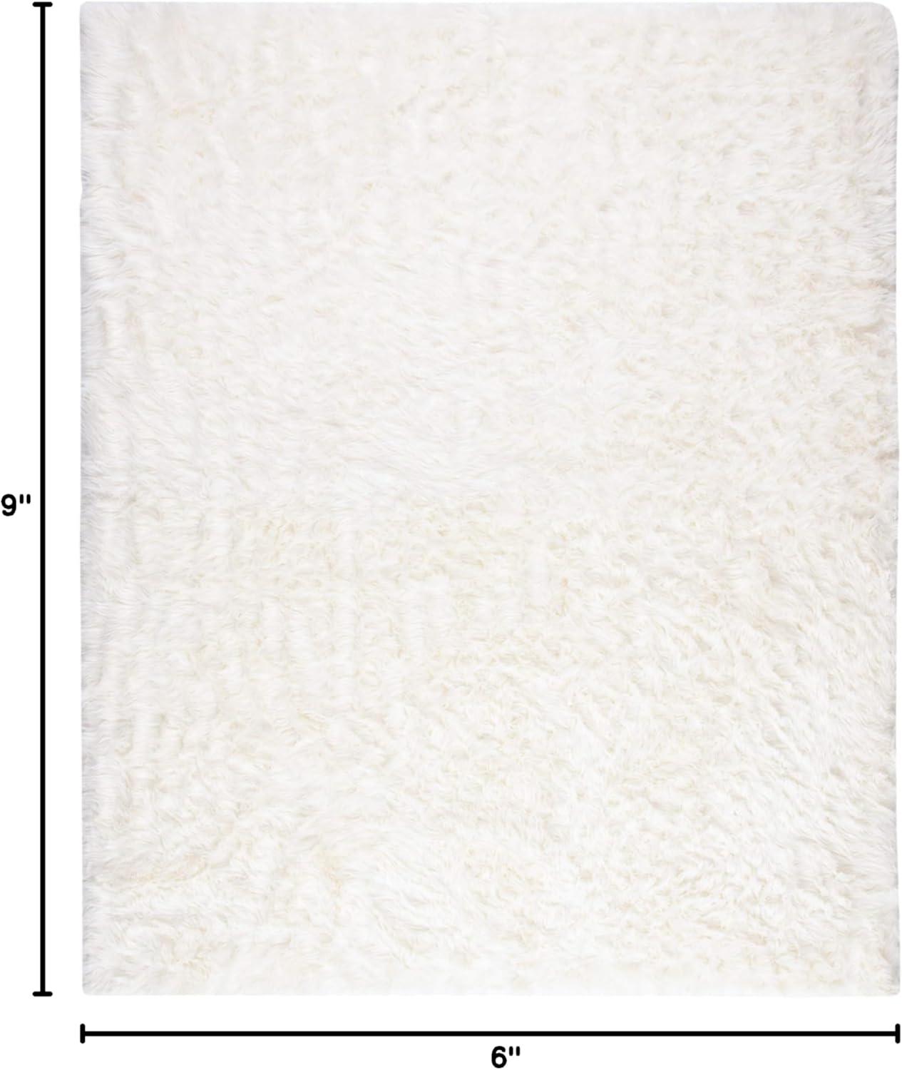 image:imageSAFAVIEH Faux Sheep Skin Collection 3 x 5 Ivory FSS235A Silken Glam 235inch Thick Area RugIvory