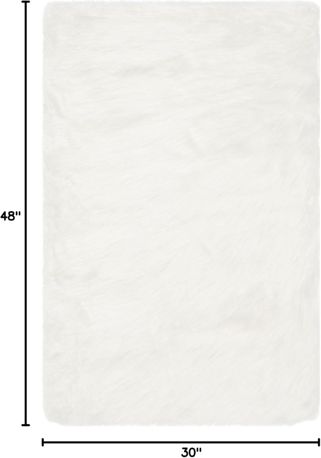 image:imageSAFAVIEH Faux Sheep Skin Collection 3 x 5 Ivory FSS235A Silken Glam 235inch Thick Area RugIvory
