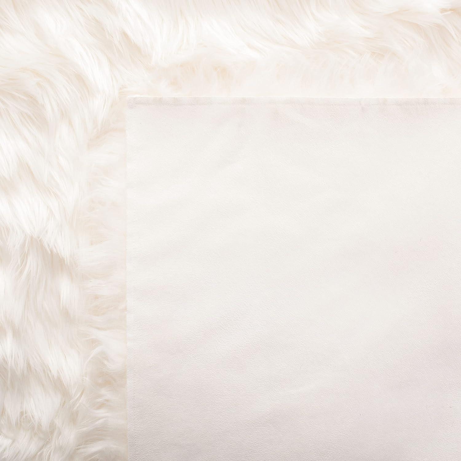 image:imageSAFAVIEH Faux Sheep Skin Collection 3 x 5 Ivory FSS235A Silken Glam 235inch Thick Area RugIvory