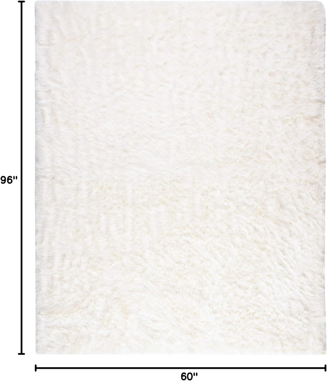image:imageSAFAVIEH Faux Sheep Skin Collection 3 x 5 Ivory FSS235A Silken Glam 235inch Thick Area RugIvory