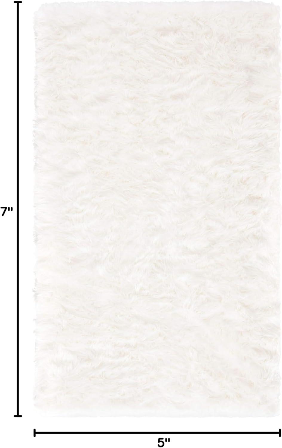 image:imageSAFAVIEH Faux Sheep Skin Collection 3 x 5 Ivory FSS235A Silken Glam 235inch Thick Area RugIvory