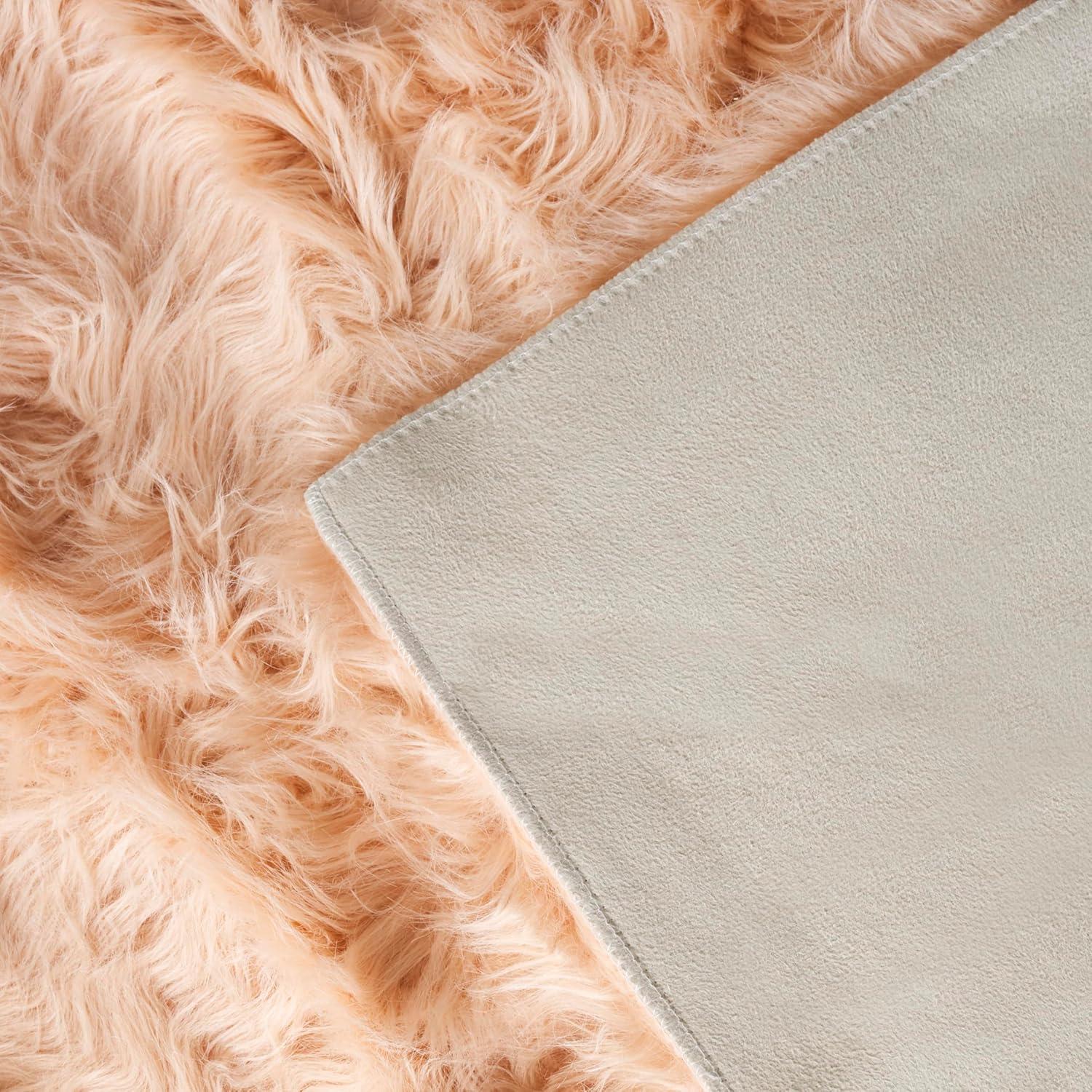 image:imageSAFAVIEH Faux Sheep Skin Collection 3 x 5 Ivory FSS235A Silken Glam 235inch Thick Area RugLight Pink