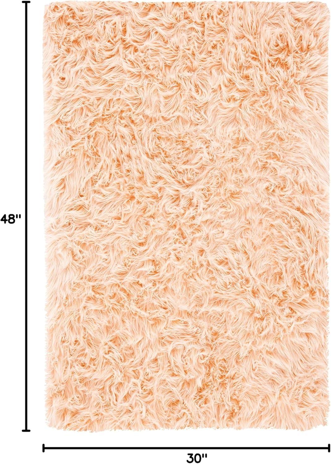 image:imageSAFAVIEH Faux Sheep Skin Collection 3 x 5 Ivory FSS235A Silken Glam 235inch Thick Area RugLight Pink