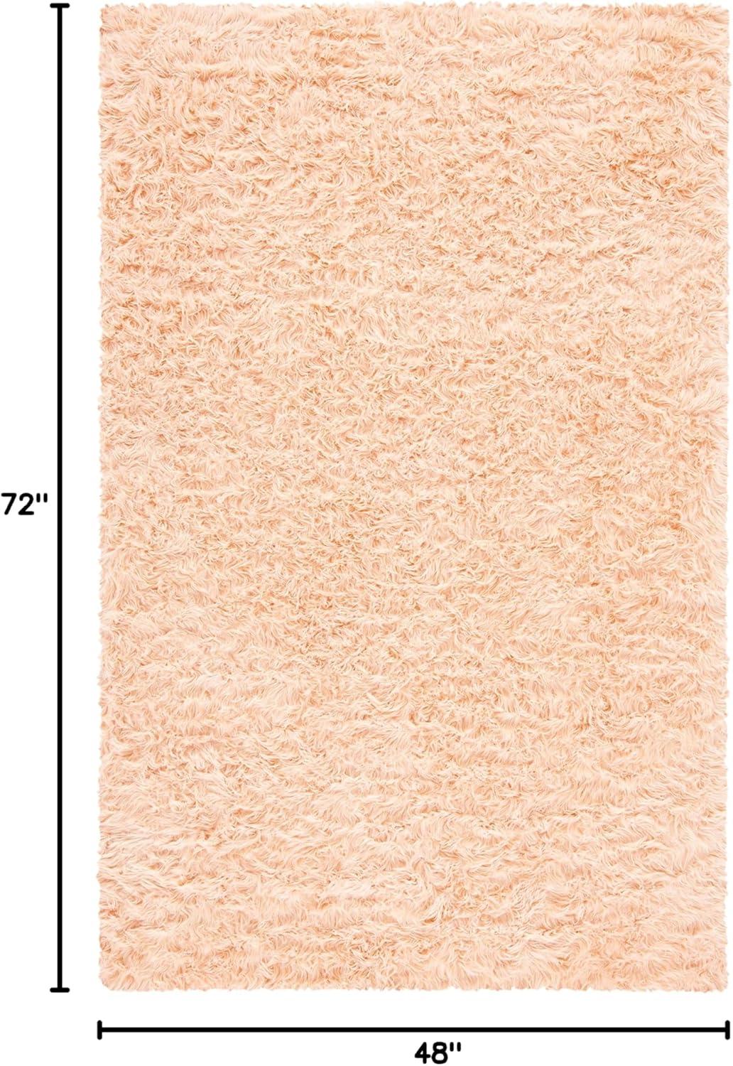 image:imageSAFAVIEH Faux Sheep Skin Collection 3 x 5 Ivory FSS235A Silken Glam 235inch Thick Area RugLight Pink