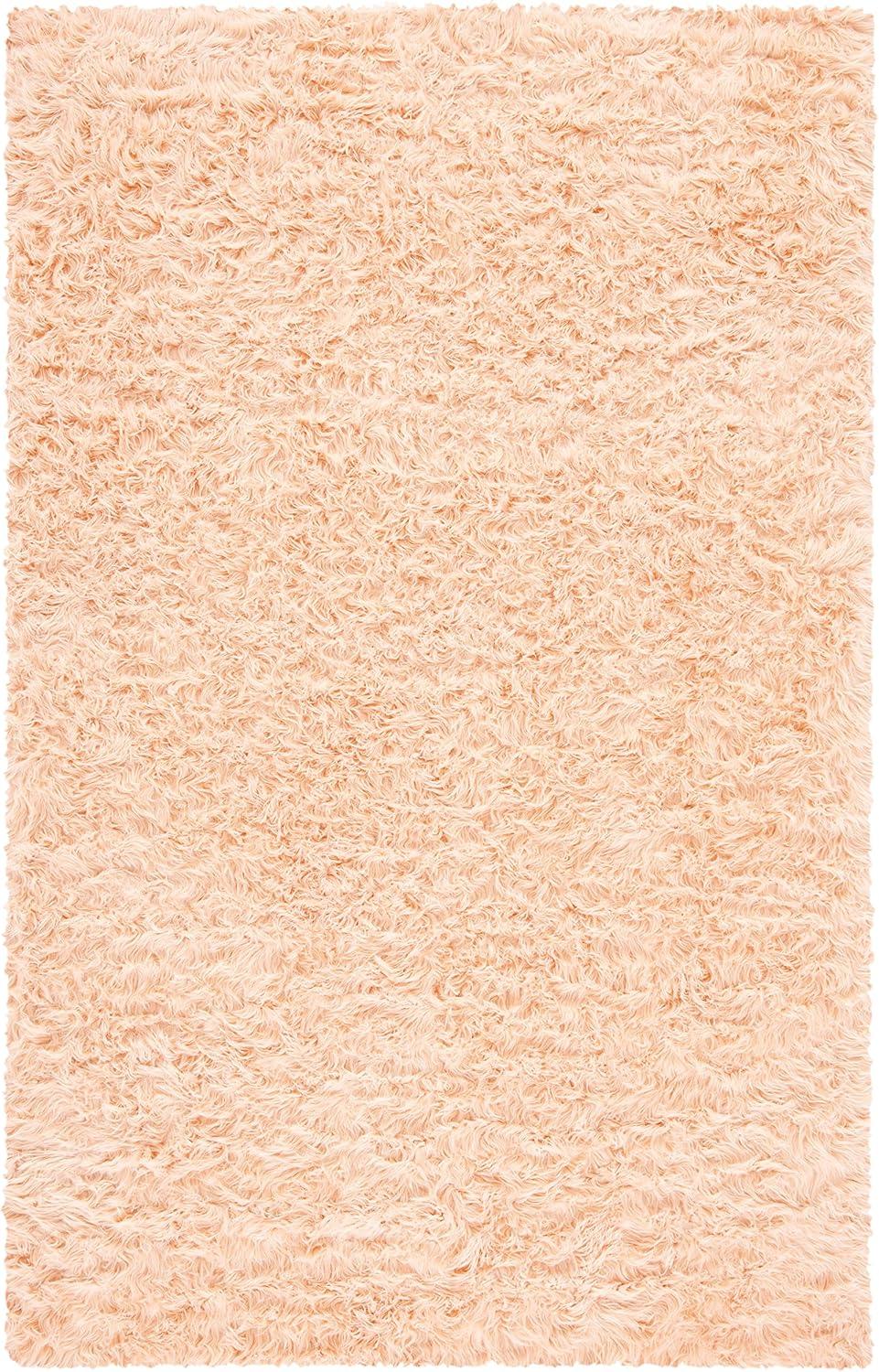 image:imageSAFAVIEH Faux Sheep Skin Collection 3 x 5 Ivory FSS235A Silken Glam 235inch Thick Area RugLight Pink