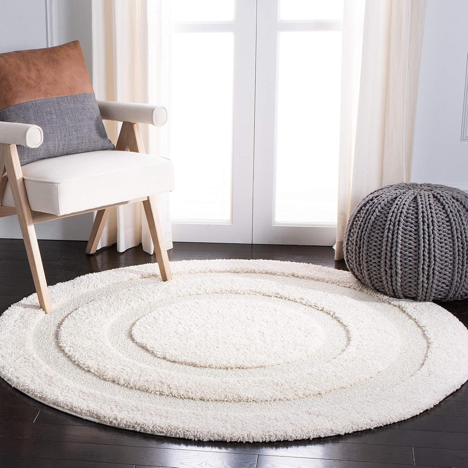 image:imageSAFAVIEH Florida Shag Collection Area Rug 53 x 76 Creme amp Creme Border Design NonShedding amp Easy Care 12inch Thick Ideal for High Traffic Areas in Living Room Bedroom SG4541111Beige
