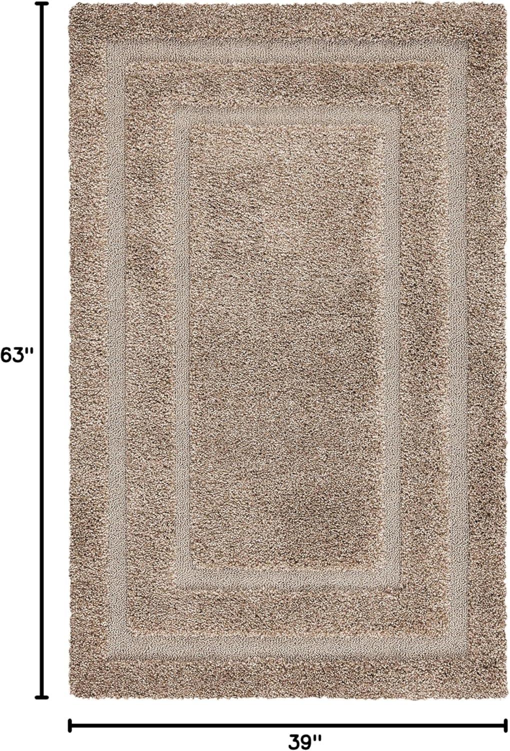 image:imageSAFAVIEH Florida Shag Collection Area Rug 53 x 76 Creme amp Creme Border Design NonShedding amp Easy Care 12inch Thick Ideal for High Traffic Areas in Living Room Bedroom SG4541111Beige