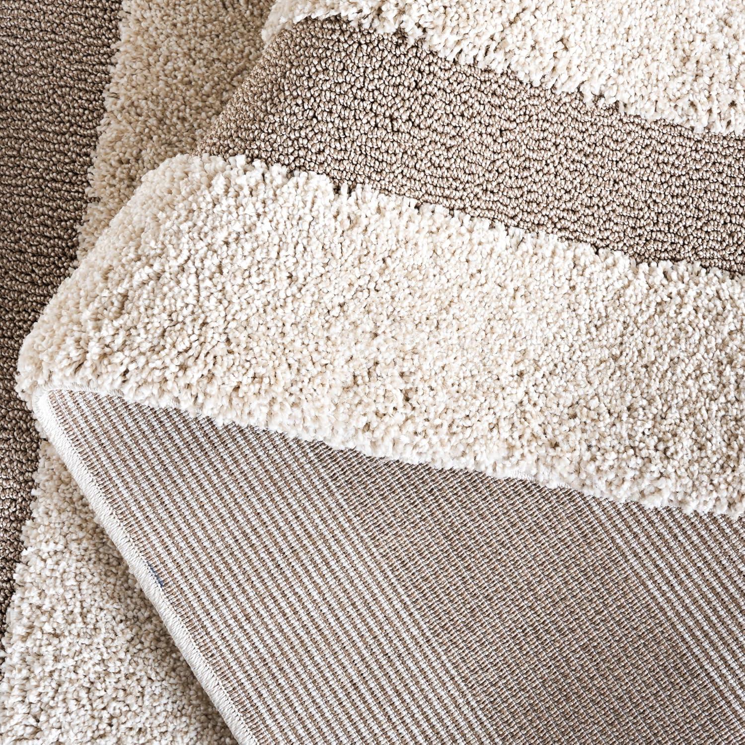 image:imageSAFAVIEH Florida Shag Collection Area Rug 53 x 76 Creme amp Creme Border Design NonShedding amp Easy Care 12inch Thick Ideal for High Traffic Areas in Living Room Bedroom SG4541111BeigeDark Beige