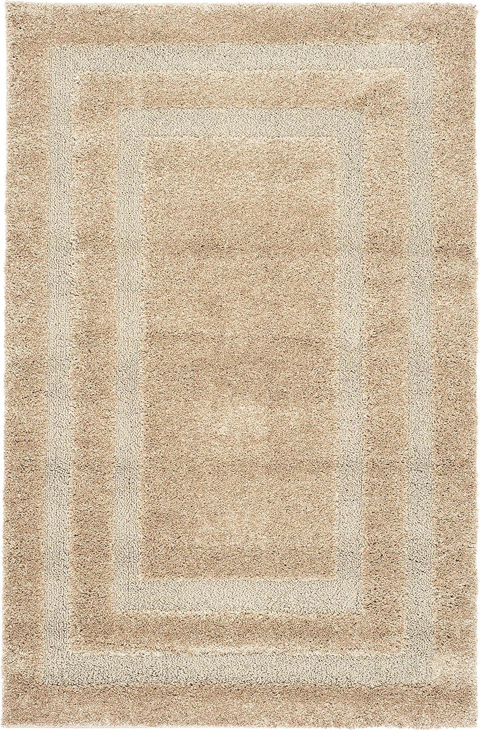 image:imageSAFAVIEH Florida Shag Collection Area Rug 53 x 76 Creme amp Creme Border Design NonShedding amp Easy Care 12inch Thick Ideal for High Traffic Areas in Living Room Bedroom SG4541111Beige