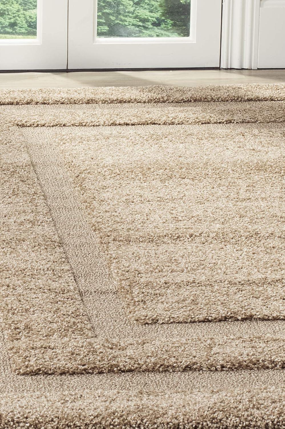 image:imageSAFAVIEH Florida Shag Collection Area Rug 53 x 76 Creme amp Creme Border Design NonShedding amp Easy Care 12inch Thick Ideal for High Traffic Areas in Living Room Bedroom SG4541111Beige