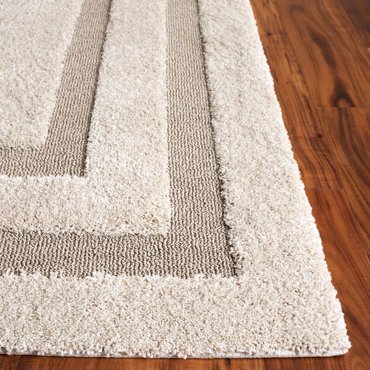 image:imageSAFAVIEH Florida Shag Collection Area Rug 53 x 76 Creme amp Creme Border Design NonShedding amp Easy Care 12inch Thick Ideal for High Traffic Areas in Living Room Bedroom SG4541111BeigeDark Beige
