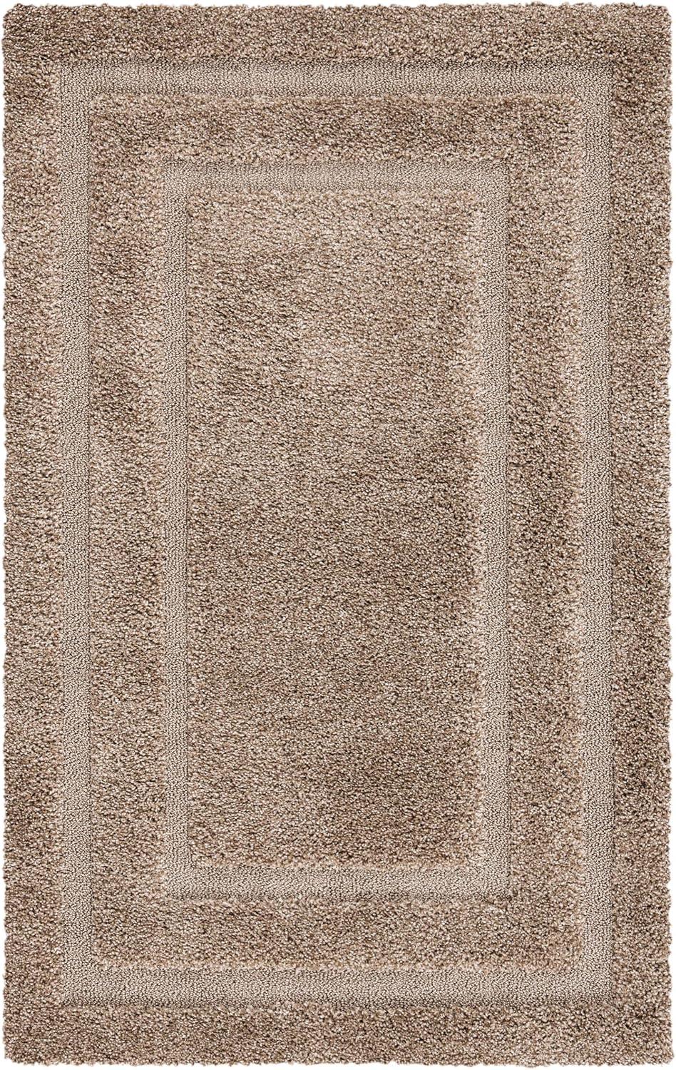 image:imageSAFAVIEH Florida Shag Collection Area Rug 53 x 76 Creme amp Creme Border Design NonShedding amp Easy Care 12inch Thick Ideal for High Traffic Areas in Living Room Bedroom SG4541111Beige