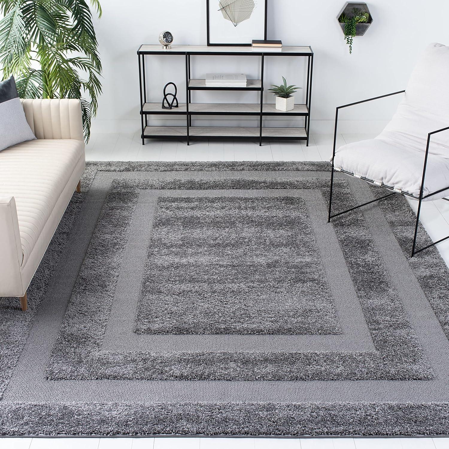 image:imageSAFAVIEH Florida Shag Collection Area Rug 53 x 76 Creme amp Creme Border Design NonShedding amp Easy Care 12inch Thick Ideal for High Traffic Areas in Living Room Bedroom SG4541111Beige