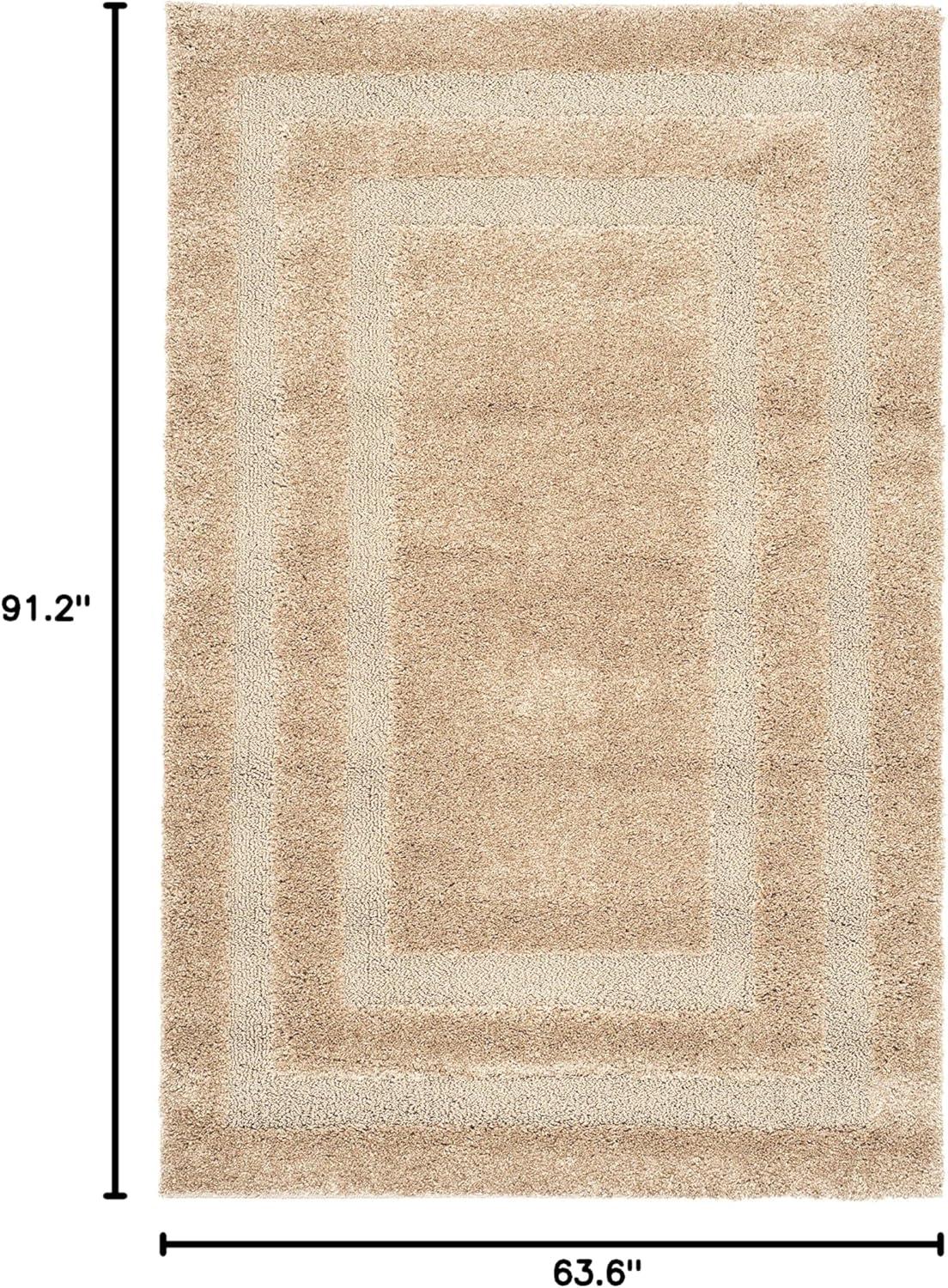image:imageSAFAVIEH Florida Shag Collection Area Rug 53 x 76 Creme amp Creme Border Design NonShedding amp Easy Care 12inch Thick Ideal for High Traffic Areas in Living Room Bedroom SG4541111Beige