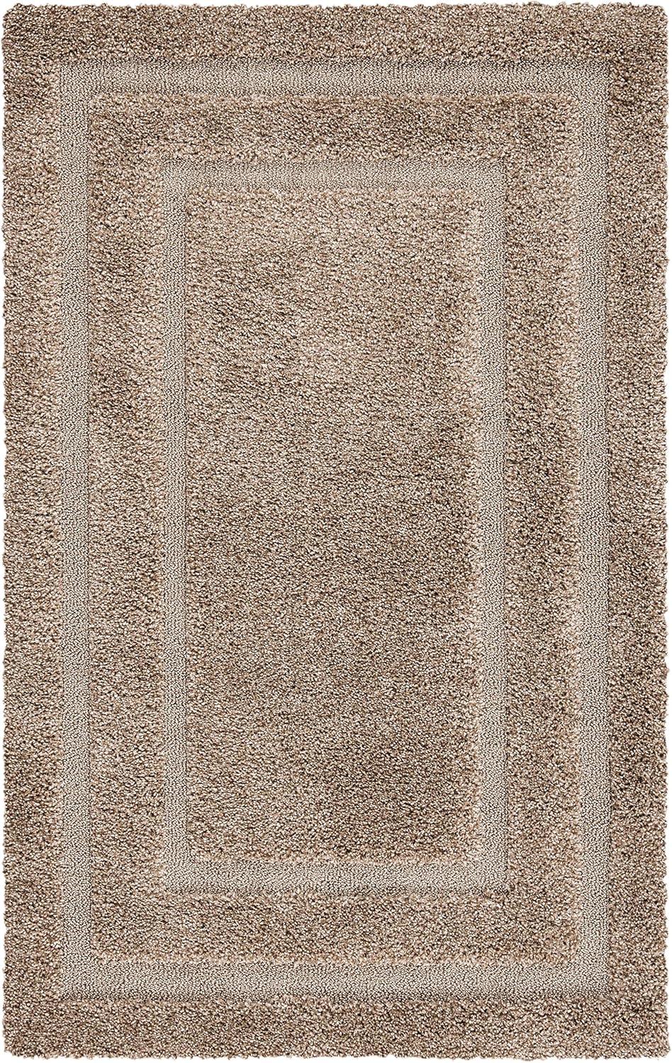 image:imageSAFAVIEH Florida Shag Collection Area Rug 53 x 76 Creme amp Creme Border Design NonShedding amp Easy Care 12inch Thick Ideal for High Traffic Areas in Living Room Bedroom SG4541111Beige
