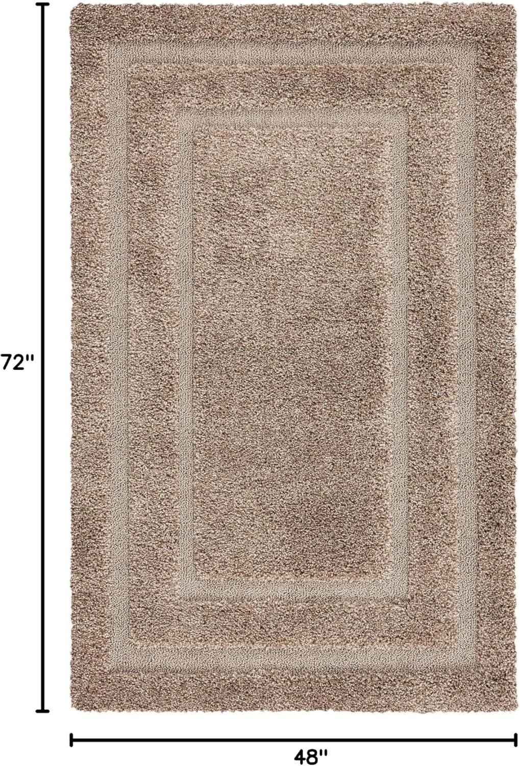 image:imageSAFAVIEH Florida Shag Collection Area Rug 53 x 76 Creme amp Creme Border Design NonShedding amp Easy Care 12inch Thick Ideal for High Traffic Areas in Living Room Bedroom SG4541111Beige