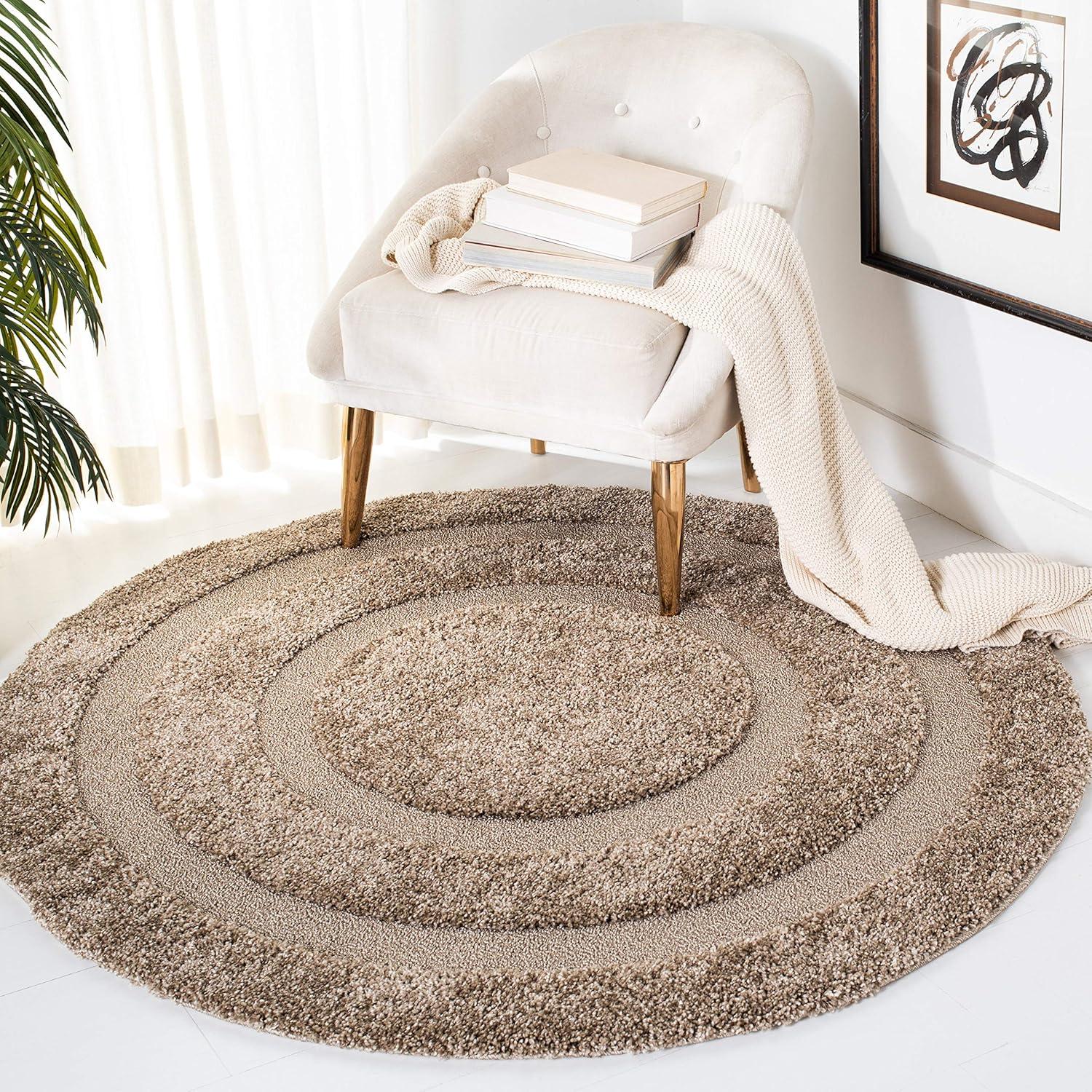 image:imageSAFAVIEH Florida Shag Collection Area Rug 53 x 76 Creme amp Creme Border Design NonShedding amp Easy Care 12inch Thick Ideal for High Traffic Areas in Living Room Bedroom SG4541111Beige