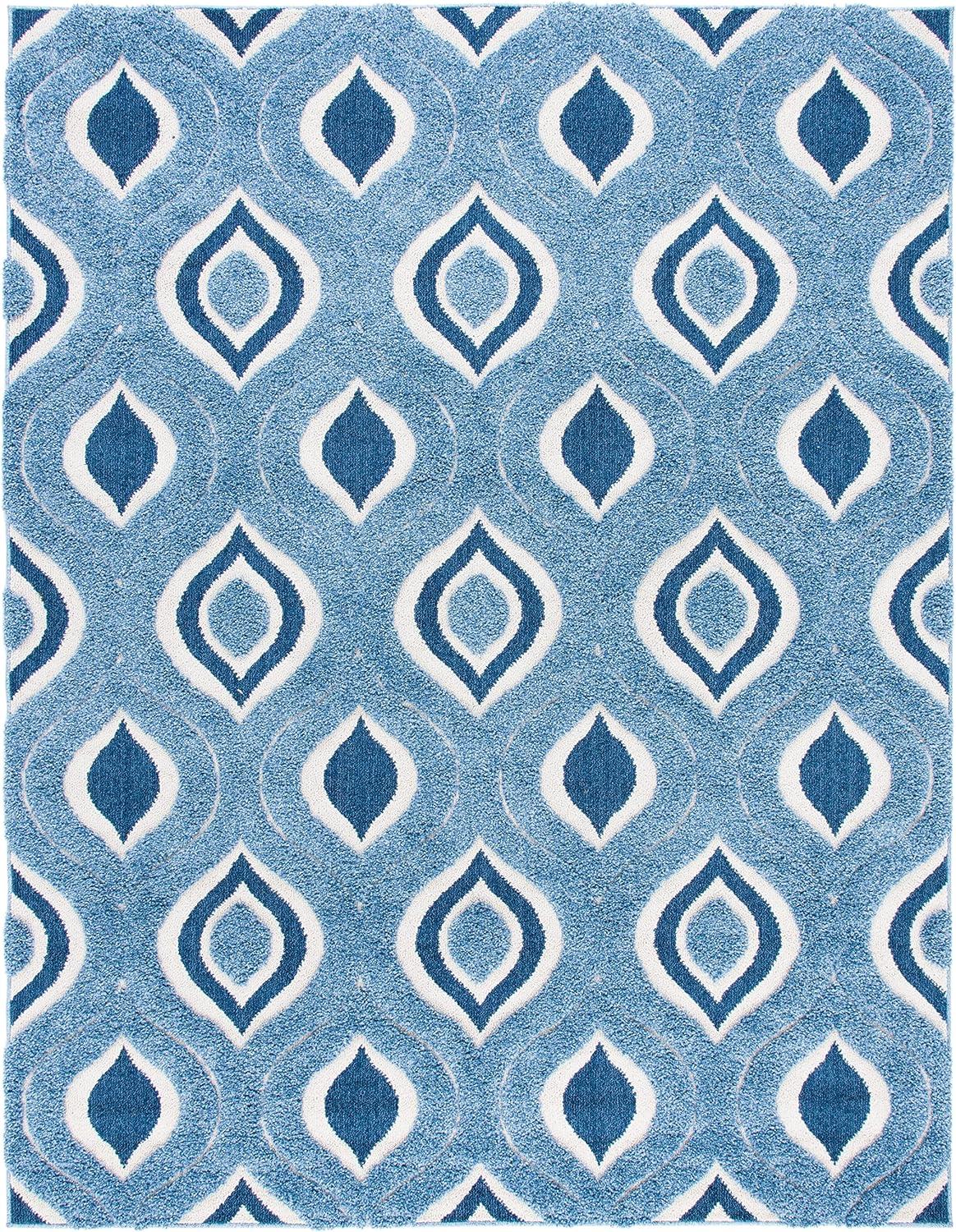 image:imageSAFAVIEH Florida Shag Collection Area Rug 86 x 12 Cream amp Smoke Modern Ogee Design NonShedding amp Easy Care 12inch Thick Ideal for High Traffic Areas in Living Room Bedroom SG4611179BlueIvory