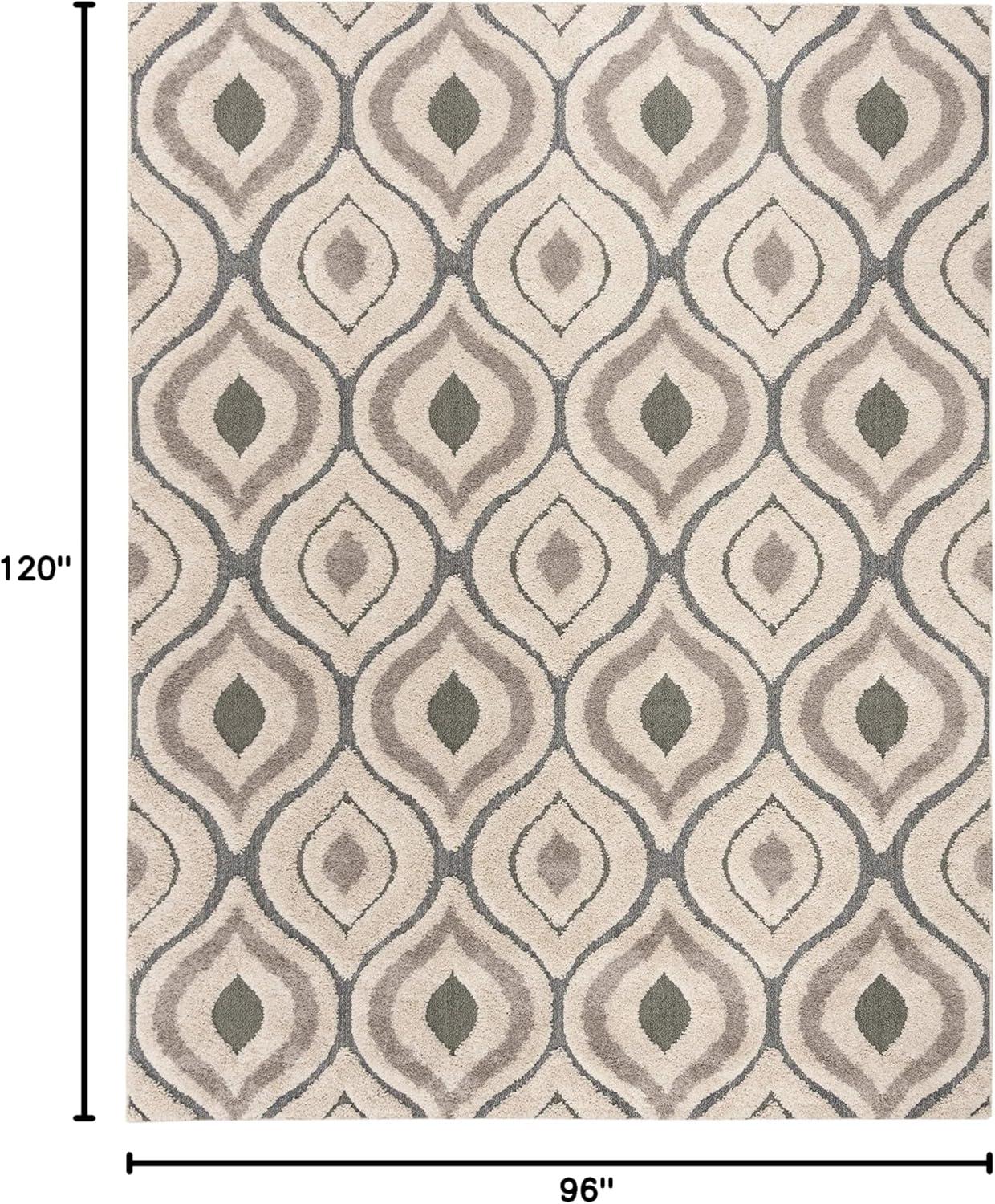 image:imageSAFAVIEH Florida Shag Collection Area Rug 86 x 12 Cream amp Smoke Modern Ogee Design NonShedding amp Easy Care 12inch Thick Ideal for High Traffic Areas in Living Room Bedroom SG4611179CreamLight Blue