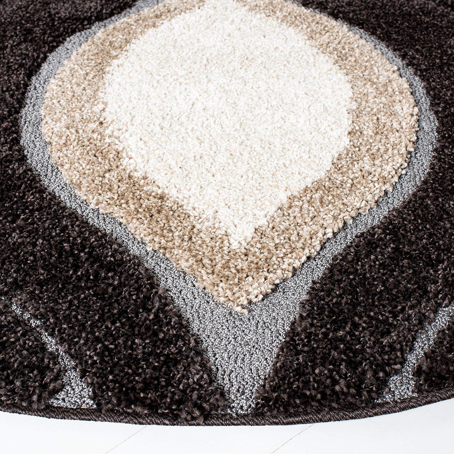 image:imageSAFAVIEH Florida Shag Collection Area Rug 86 x 12 Cream amp Smoke Modern Ogee Design NonShedding amp Easy Care 12inch Thick Ideal for High Traffic Areas in Living Room Bedroom SG4611179Dark BrownIvory