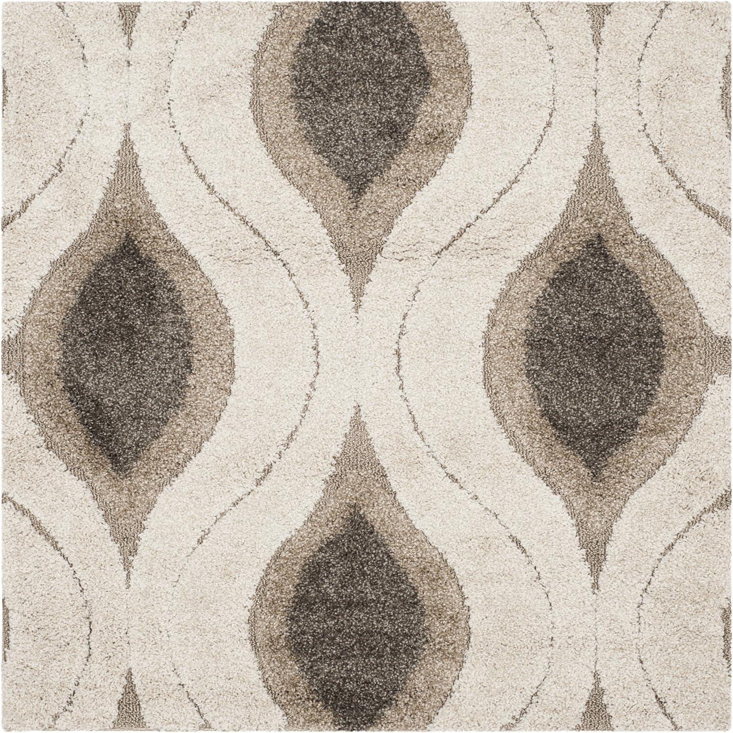 image:imageSAFAVIEH Florida Shag Collection Area Rug 86 x 12 Cream amp Smoke Modern Ogee Design NonShedding amp Easy Care 12inch Thick Ideal for High Traffic Areas in Living Room Bedroom SG4611179CreamSmoke