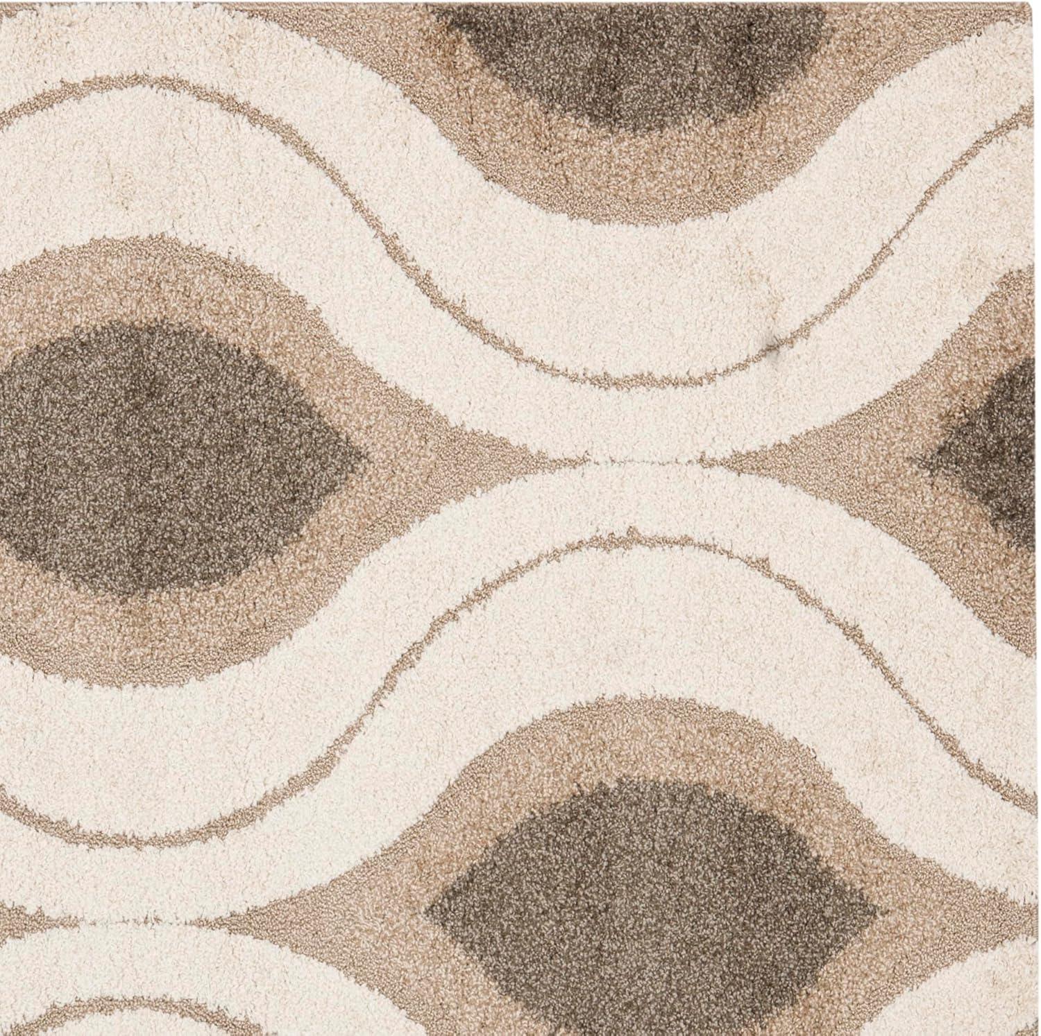 image:imageSAFAVIEH Florida Shag Collection Area Rug 86 x 12 Cream amp Smoke Modern Ogee Design NonShedding amp Easy Care 12inch Thick Ideal for High Traffic Areas in Living Room Bedroom SG4611179CreamSmoke