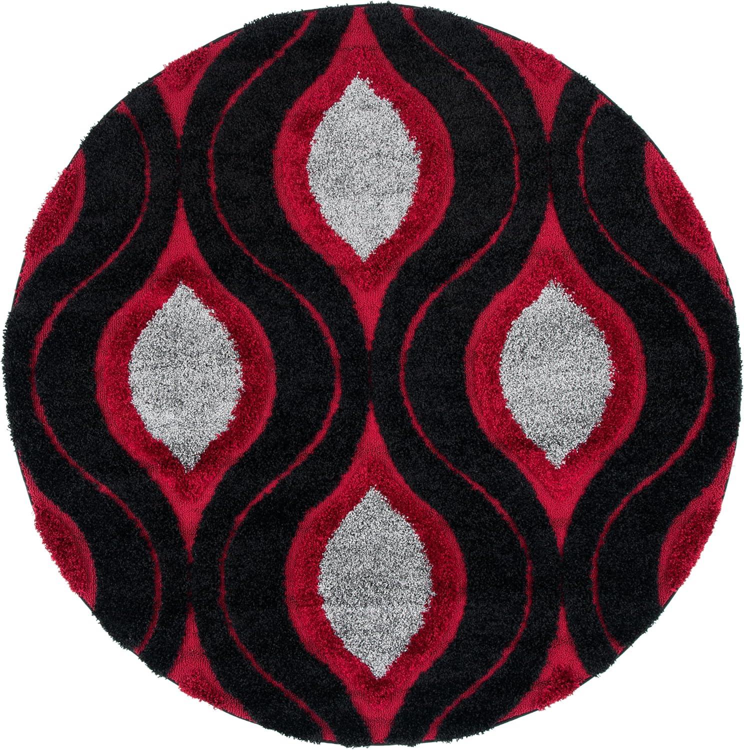 image:imageSAFAVIEH Florida Shag Collection Area Rug 86 x 12 Cream amp Smoke Modern Ogee Design NonShedding amp Easy Care 12inch Thick Ideal for High Traffic Areas in Living Room Bedroom SG4611179Red Black