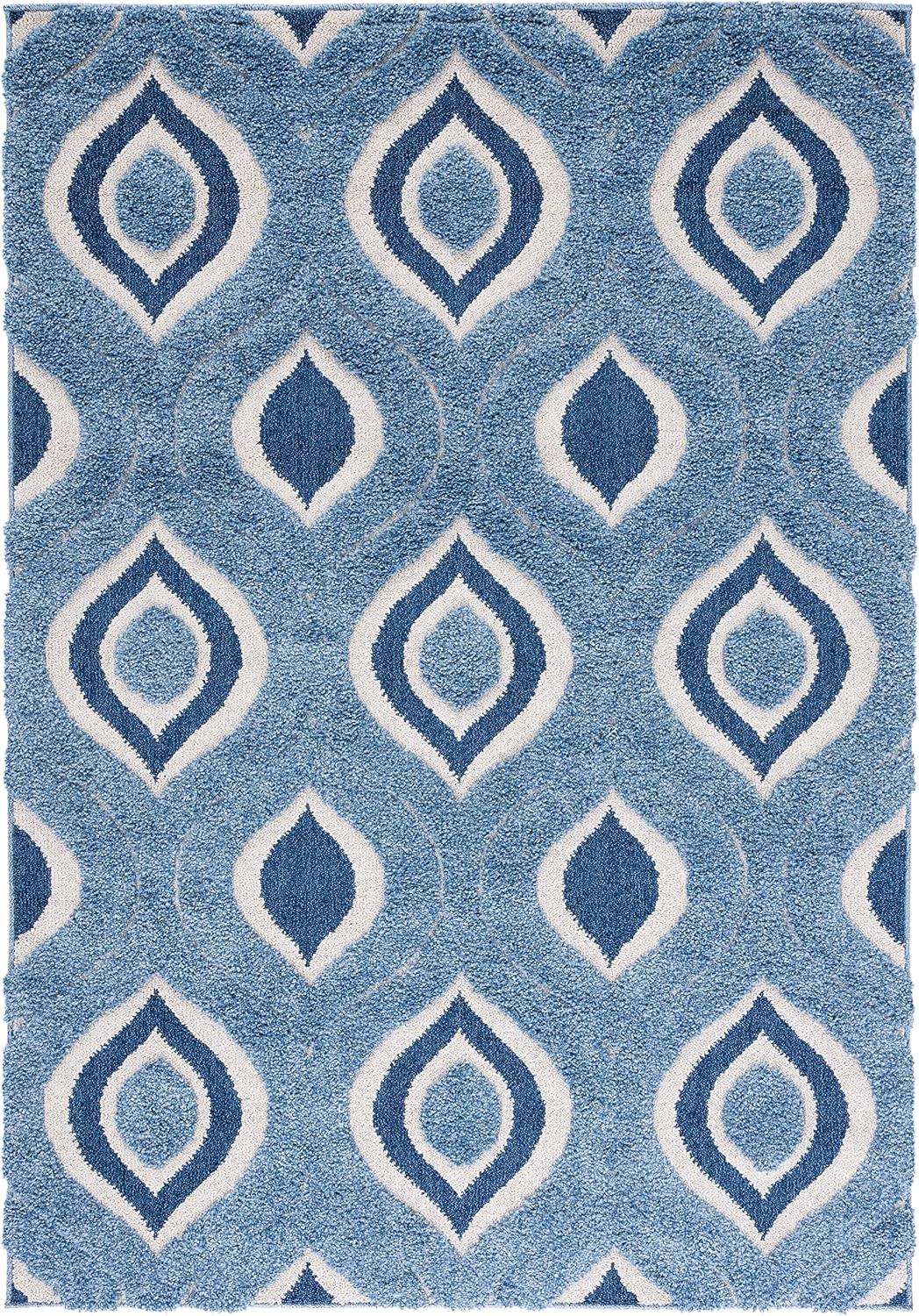 image:imageSAFAVIEH Florida Shag Collection Area Rug 86 x 12 Cream amp Smoke Modern Ogee Design NonShedding amp Easy Care 12inch Thick Ideal for High Traffic Areas in Living Room Bedroom SG4611179BlueIvory