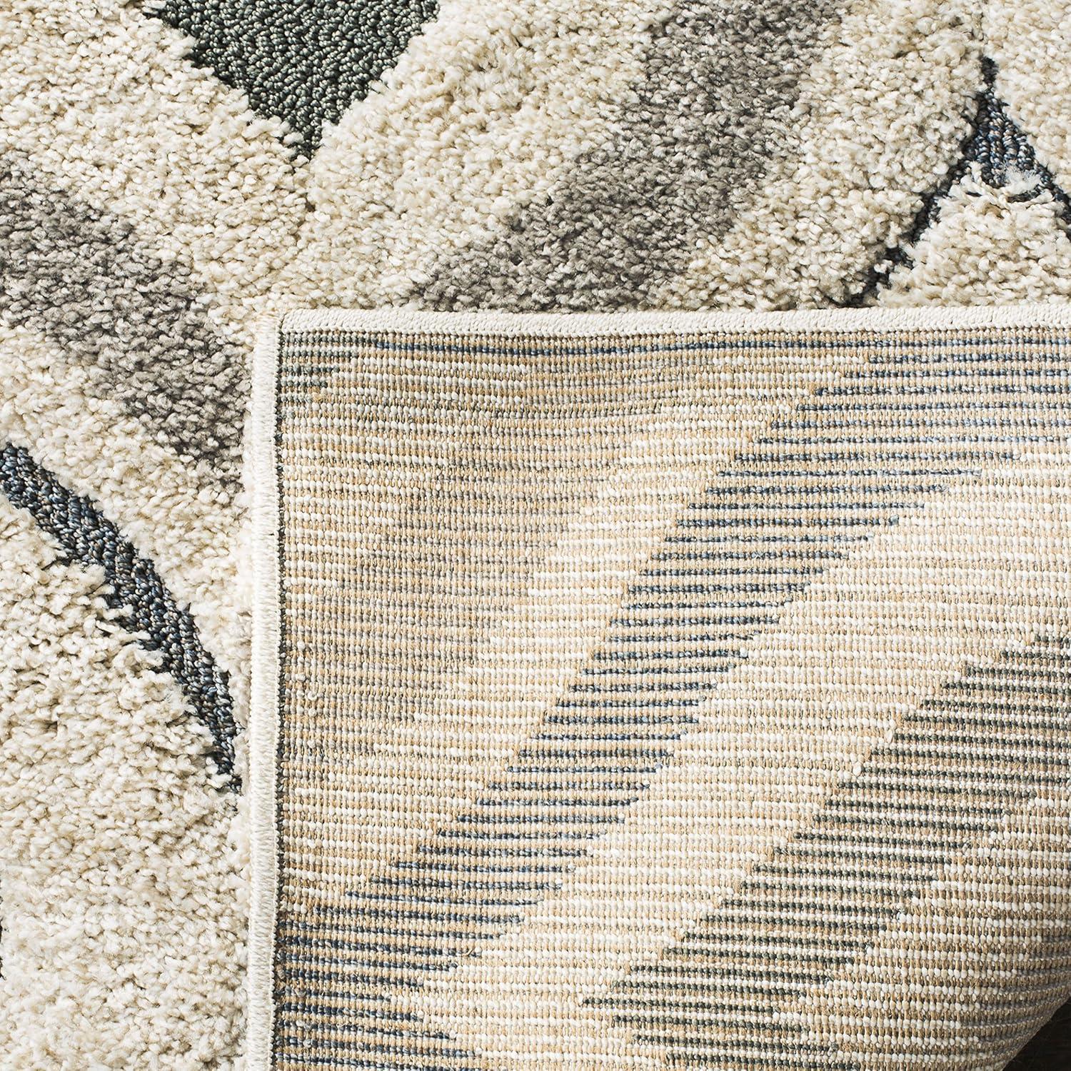 image:imageSAFAVIEH Florida Shag Collection Area Rug 86 x 12 Cream amp Smoke Modern Ogee Design NonShedding amp Easy Care 12inch Thick Ideal for High Traffic Areas in Living Room Bedroom SG4611179CreamLight Blue