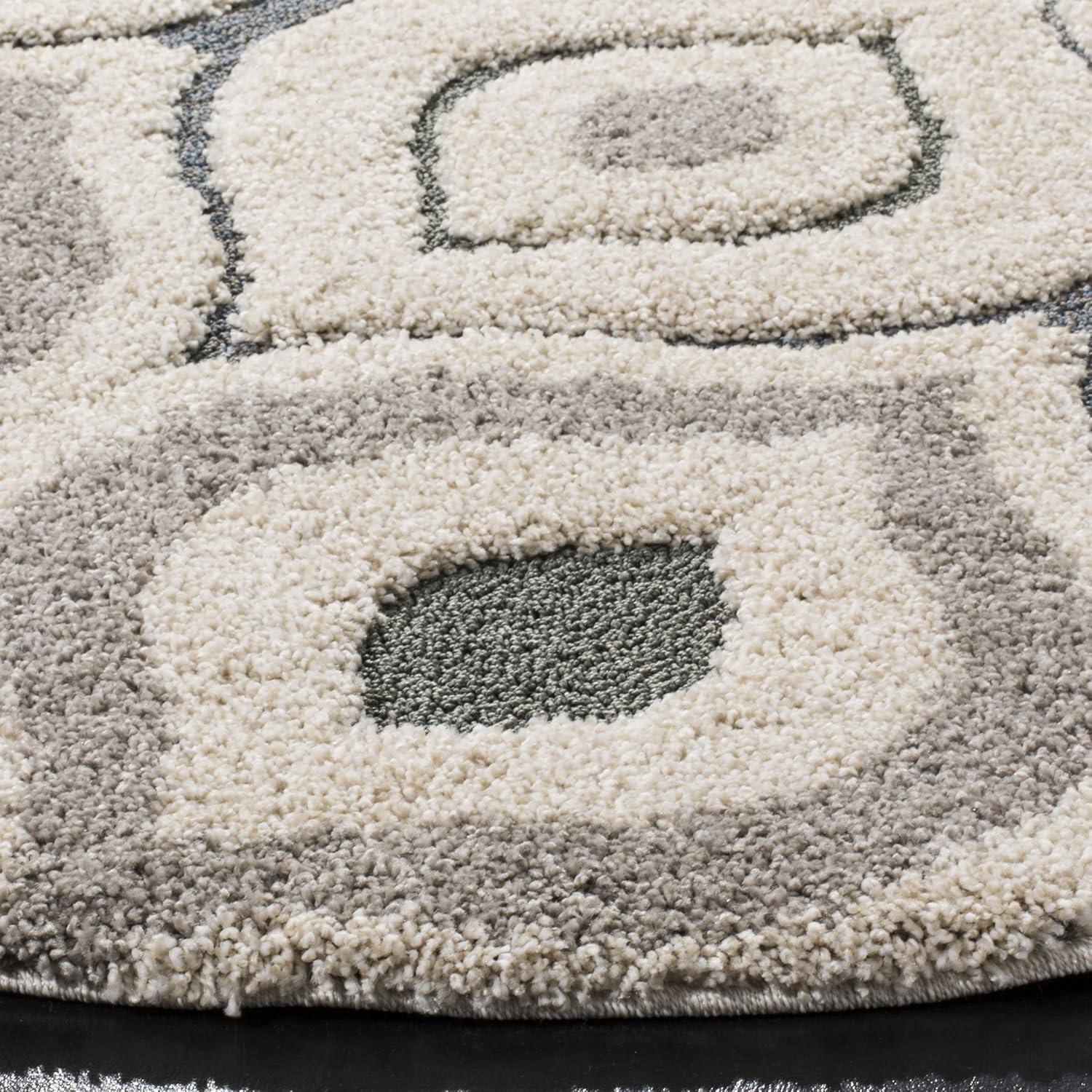 image:imageSAFAVIEH Florida Shag Collection Area Rug 86 x 12 Cream amp Smoke Modern Ogee Design NonShedding amp Easy Care 12inch Thick Ideal for High Traffic Areas in Living Room Bedroom SG4611179CreamLight Blue