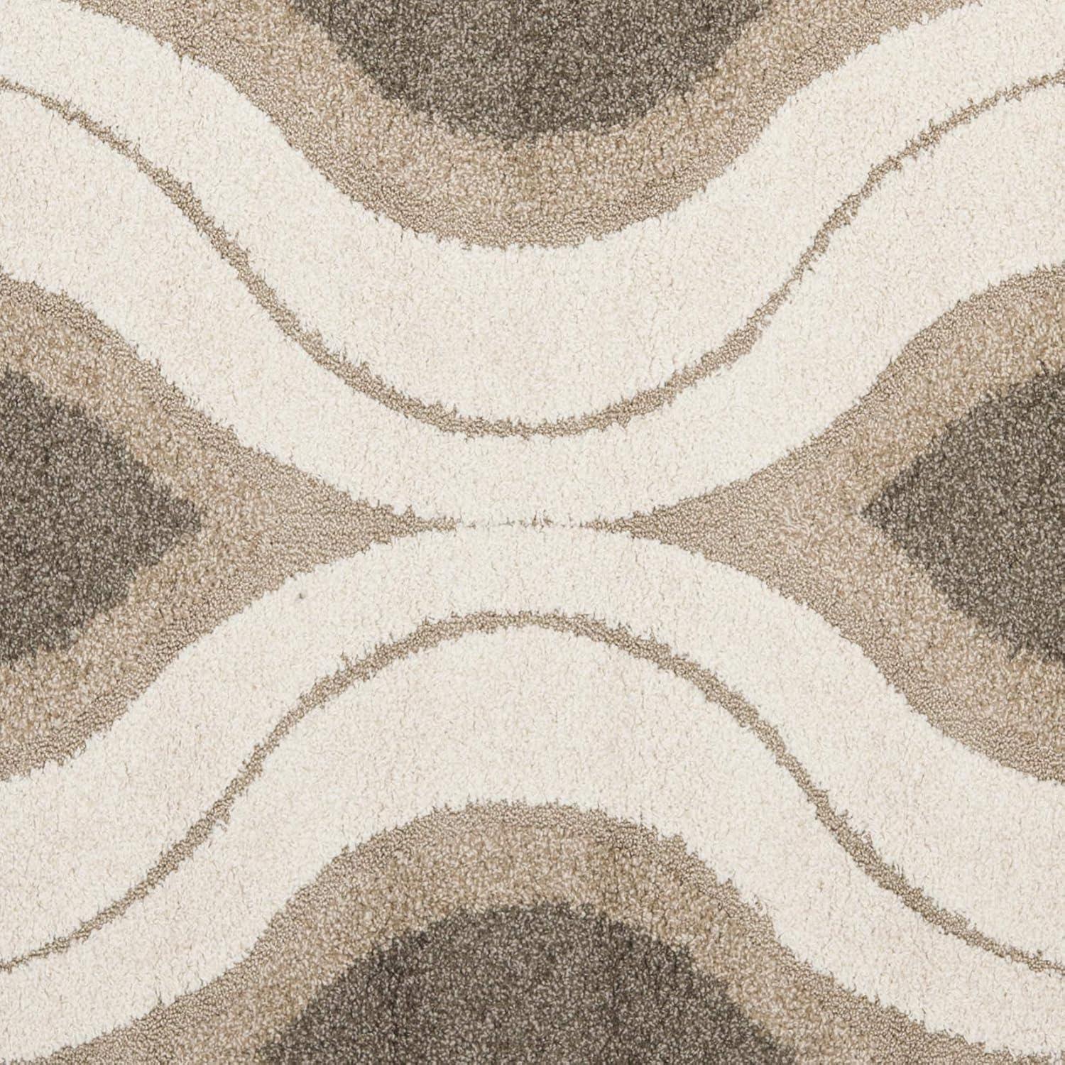 image:imageSAFAVIEH Florida Shag Collection Area Rug 86 x 12 Cream amp Smoke Modern Ogee Design NonShedding amp Easy Care 12inch Thick Ideal for High Traffic Areas in Living Room Bedroom SG4611179CreamSmoke