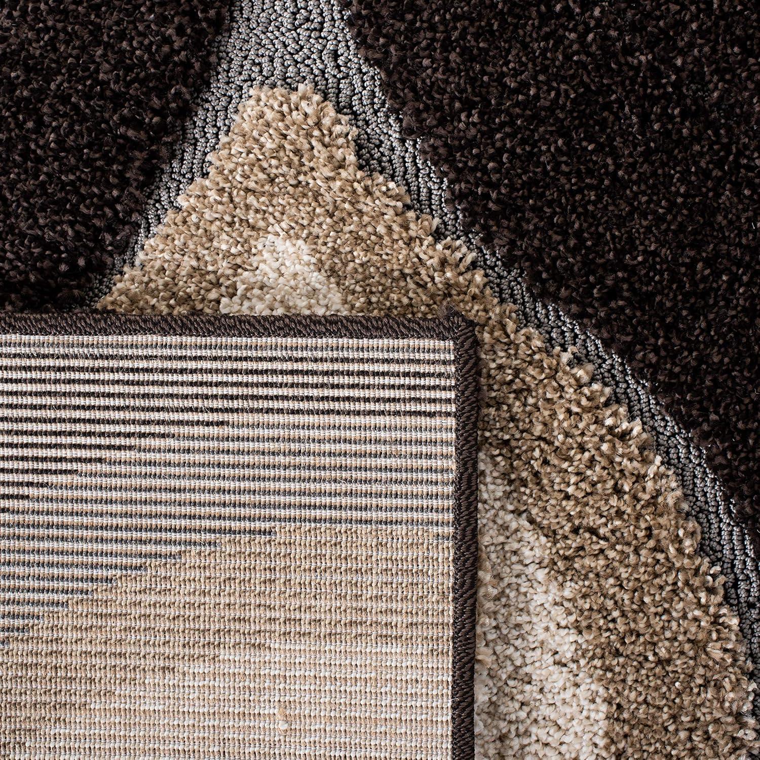 image:imageSAFAVIEH Florida Shag Collection Area Rug 86 x 12 Cream amp Smoke Modern Ogee Design NonShedding amp Easy Care 12inch Thick Ideal for High Traffic Areas in Living Room Bedroom SG4611179Dark BrownIvory