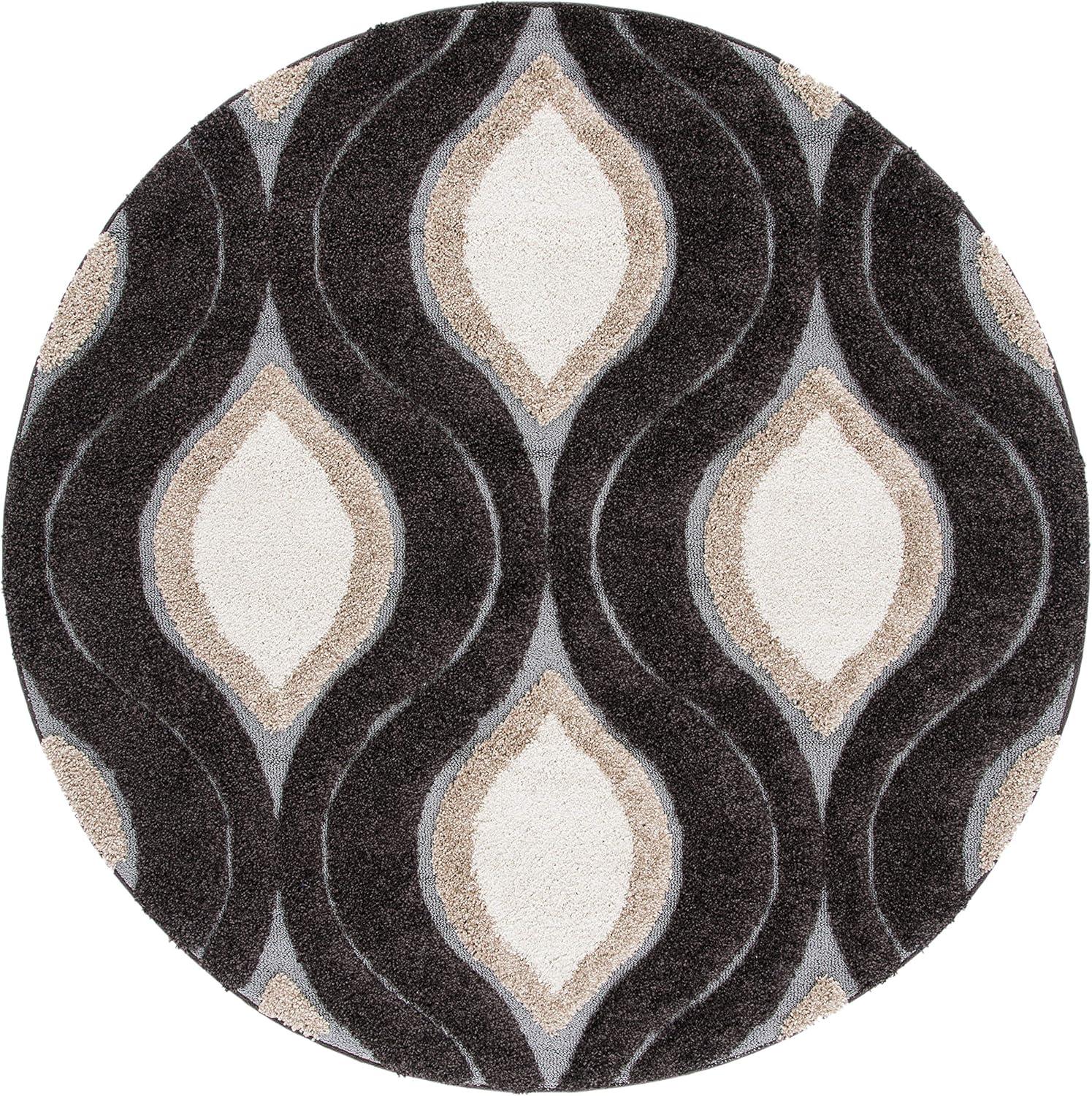 image:imageSAFAVIEH Florida Shag Collection Area Rug 86 x 12 Cream amp Smoke Modern Ogee Design NonShedding amp Easy Care 12inch Thick Ideal for High Traffic Areas in Living Room Bedroom SG4611179Dark BrownIvory