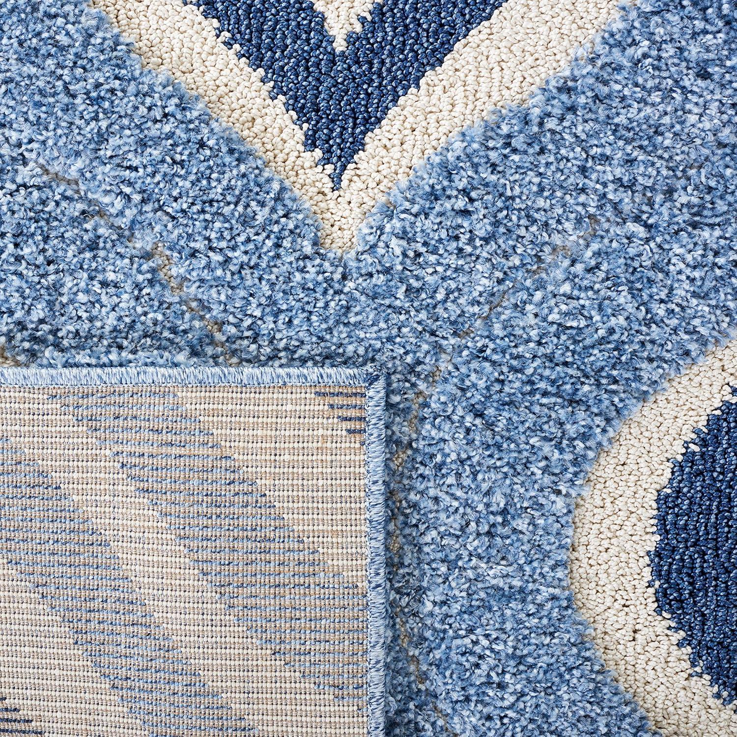image:imageSAFAVIEH Florida Shag Collection Area Rug 86 x 12 Cream amp Smoke Modern Ogee Design NonShedding amp Easy Care 12inch Thick Ideal for High Traffic Areas in Living Room Bedroom SG4611179BlueIvory