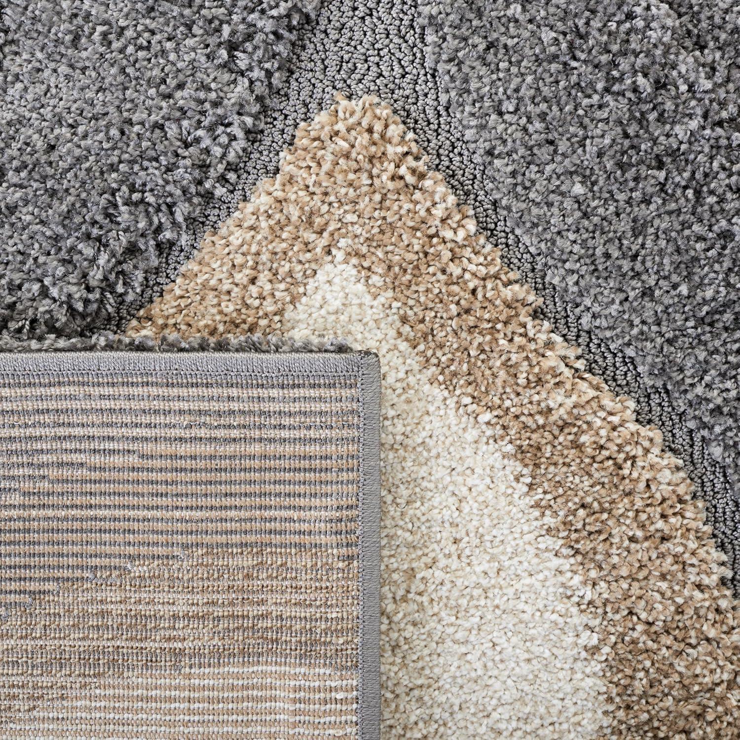 image:imageSAFAVIEH Florida Shag Collection Area Rug 86 x 12 Cream amp Smoke Modern Ogee Design NonShedding amp Easy Care 12inch Thick Ideal for High Traffic Areas in Living Room Bedroom SG4611179GreyIvory