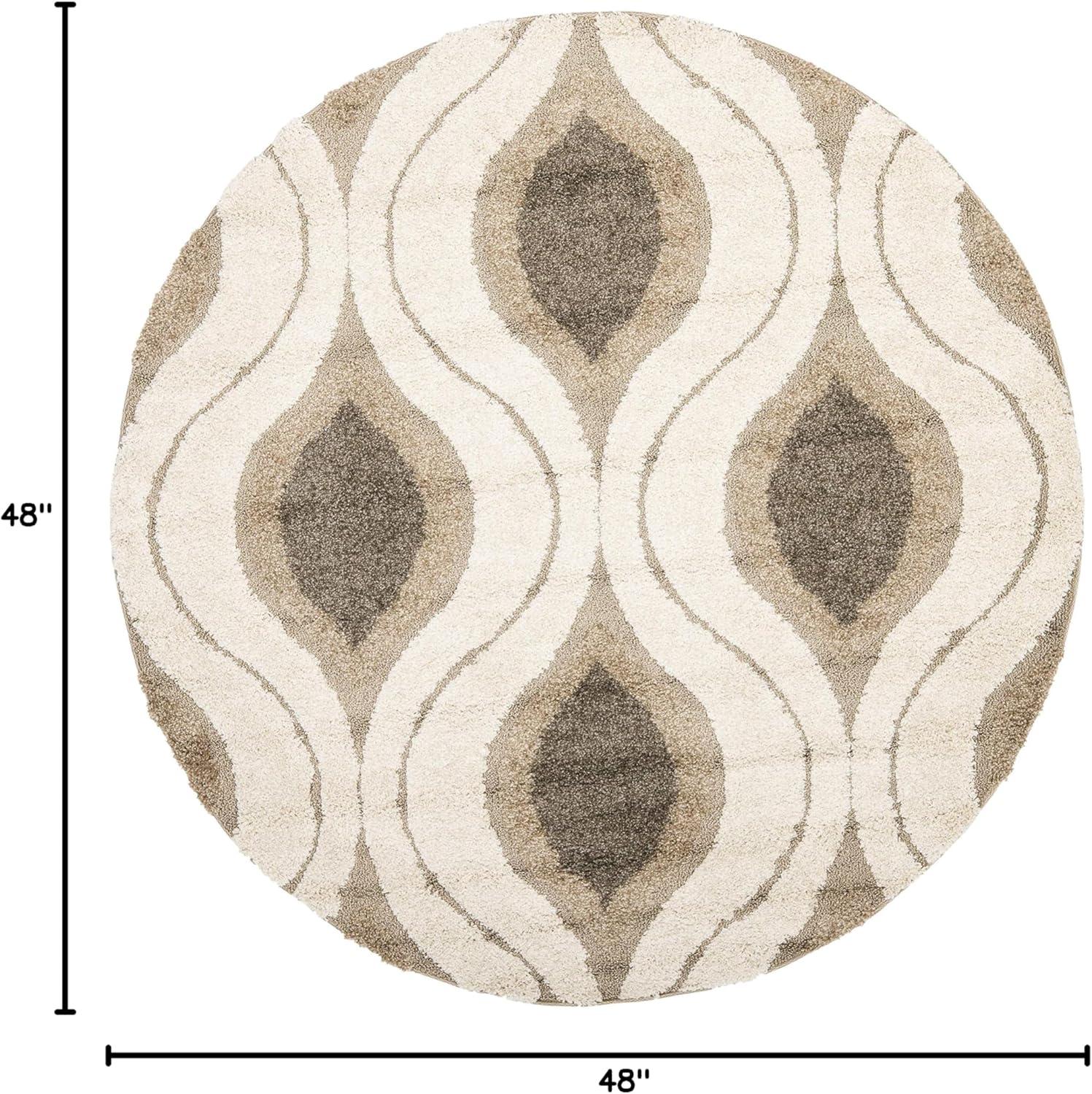 image:imageSAFAVIEH Florida Shag Collection Area Rug 86 x 12 Cream amp Smoke Modern Ogee Design NonShedding amp Easy Care 12inch Thick Ideal for High Traffic Areas in Living Room Bedroom SG4611179CreamSmoke