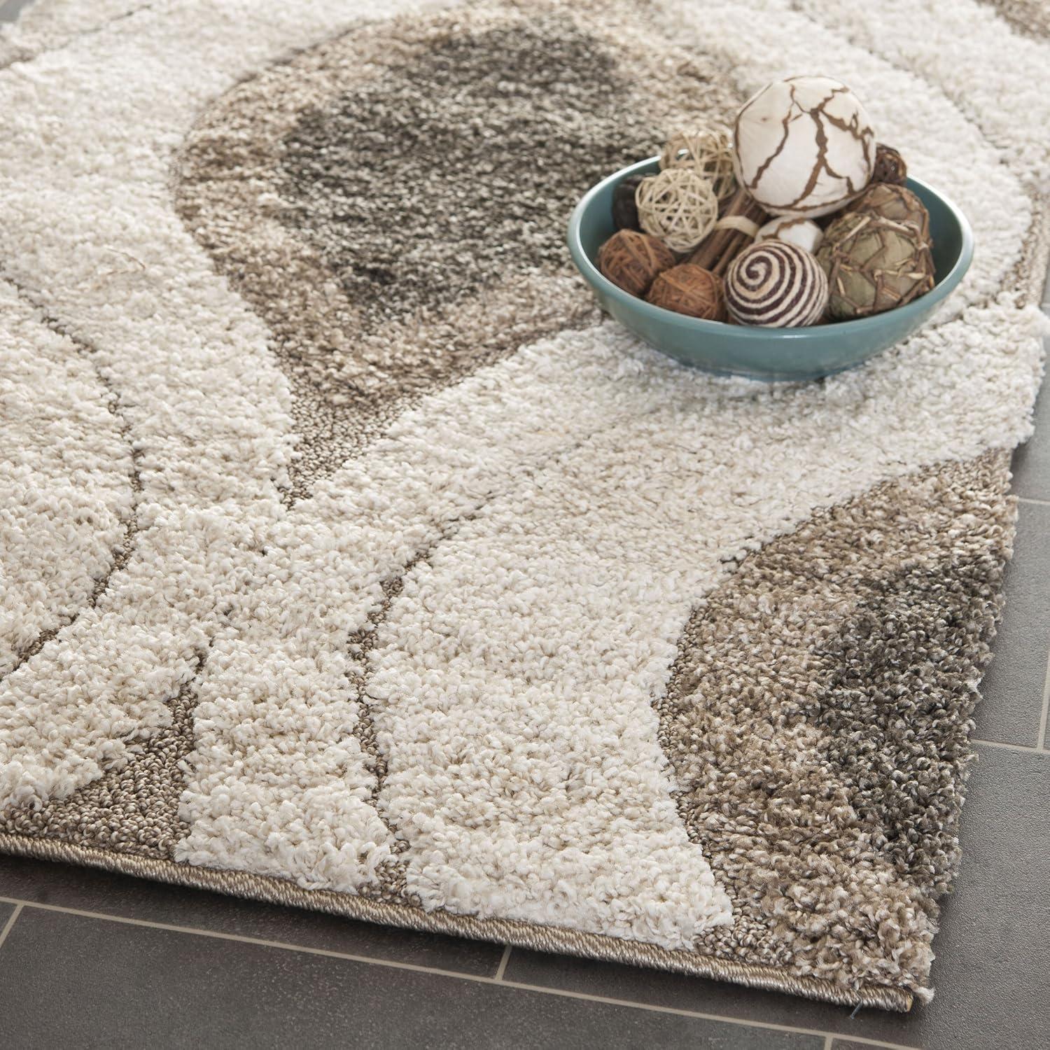 image:imageSAFAVIEH Florida Shag Collection Area Rug 86 x 12 Cream amp Smoke Modern Ogee Design NonShedding amp Easy Care 12inch Thick Ideal for High Traffic Areas in Living Room Bedroom SG4611179CreamSmoke