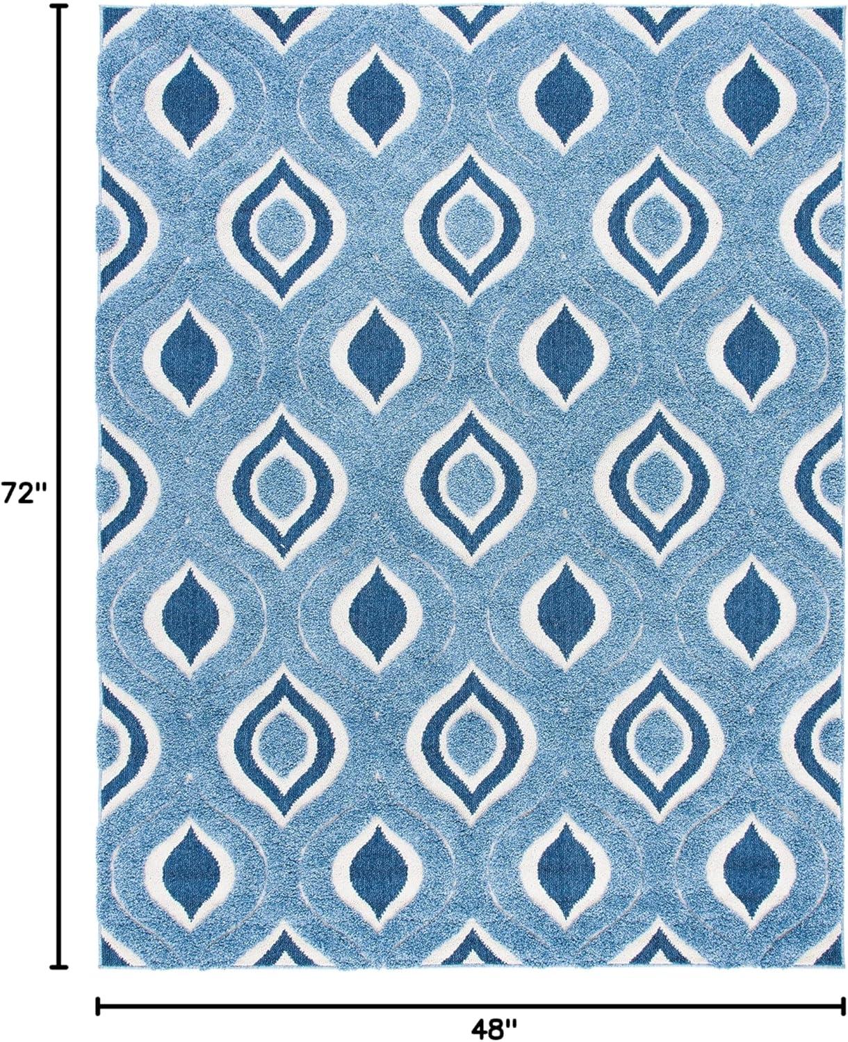 image:imageSAFAVIEH Florida Shag Collection Area Rug 86 x 12 Cream amp Smoke Modern Ogee Design NonShedding amp Easy Care 12inch Thick Ideal for High Traffic Areas in Living Room Bedroom SG4611179BlueIvory