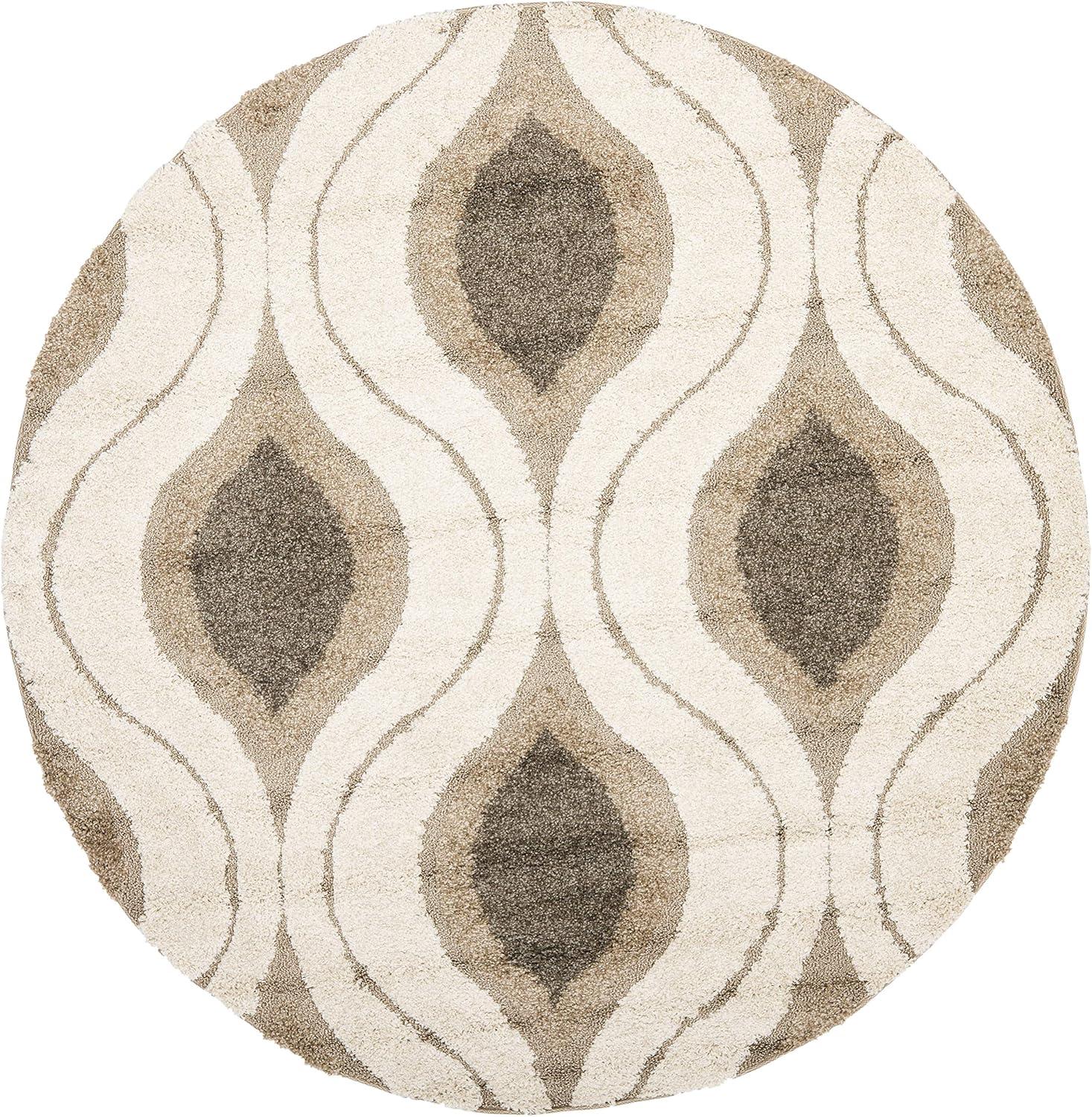 image:imageSAFAVIEH Florida Shag Collection Area Rug 86 x 12 Cream amp Smoke Modern Ogee Design NonShedding amp Easy Care 12inch Thick Ideal for High Traffic Areas in Living Room Bedroom SG4611179CreamSmoke