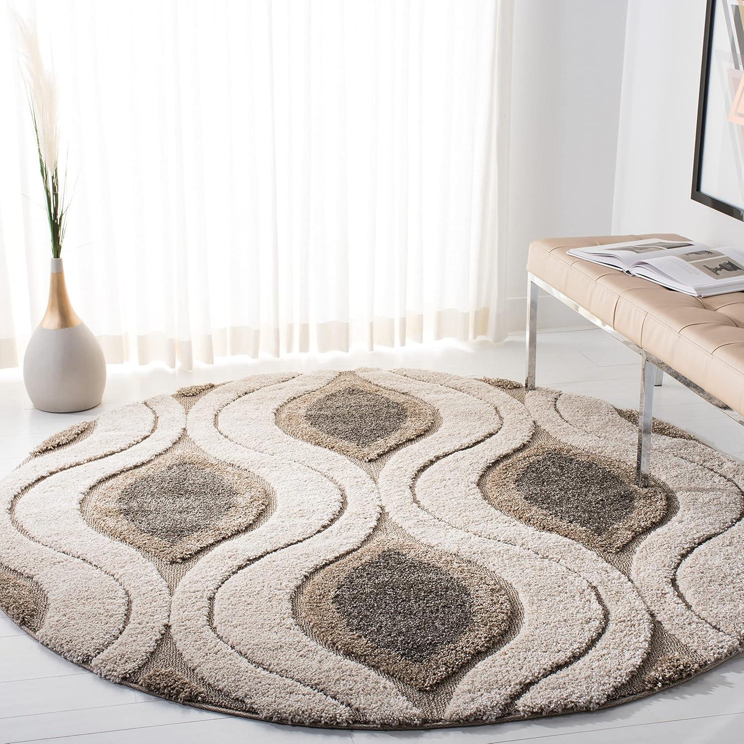 image:imageSAFAVIEH Florida Shag Collection Area Rug 86 x 12 Cream amp Smoke Modern Ogee Design NonShedding amp Easy Care 12inch Thick Ideal for High Traffic Areas in Living Room Bedroom SG4611179Dark BrownIvory