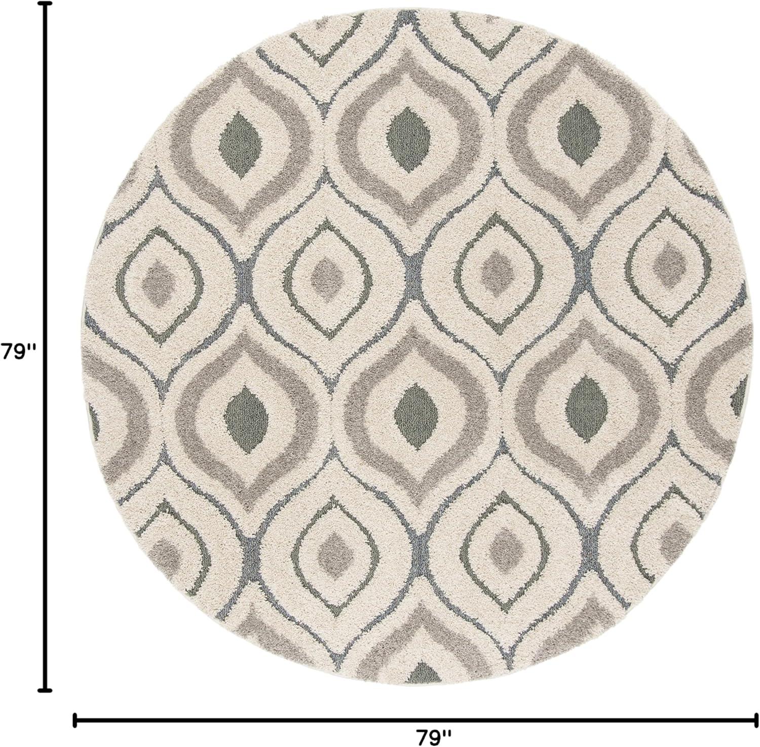 image:imageSAFAVIEH Florida Shag Collection Area Rug 86 x 12 Cream amp Smoke Modern Ogee Design NonShedding amp Easy Care 12inch Thick Ideal for High Traffic Areas in Living Room Bedroom SG4611179CreamLight Blue