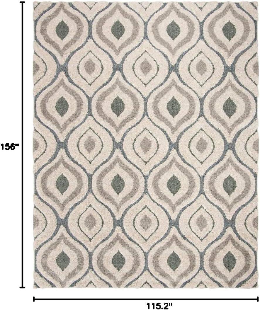 image:imageSAFAVIEH Florida Shag Collection Area Rug 86 x 12 Cream amp Smoke Modern Ogee Design NonShedding amp Easy Care 12inch Thick Ideal for High Traffic Areas in Living Room Bedroom SG4611179CreamLight Blue
