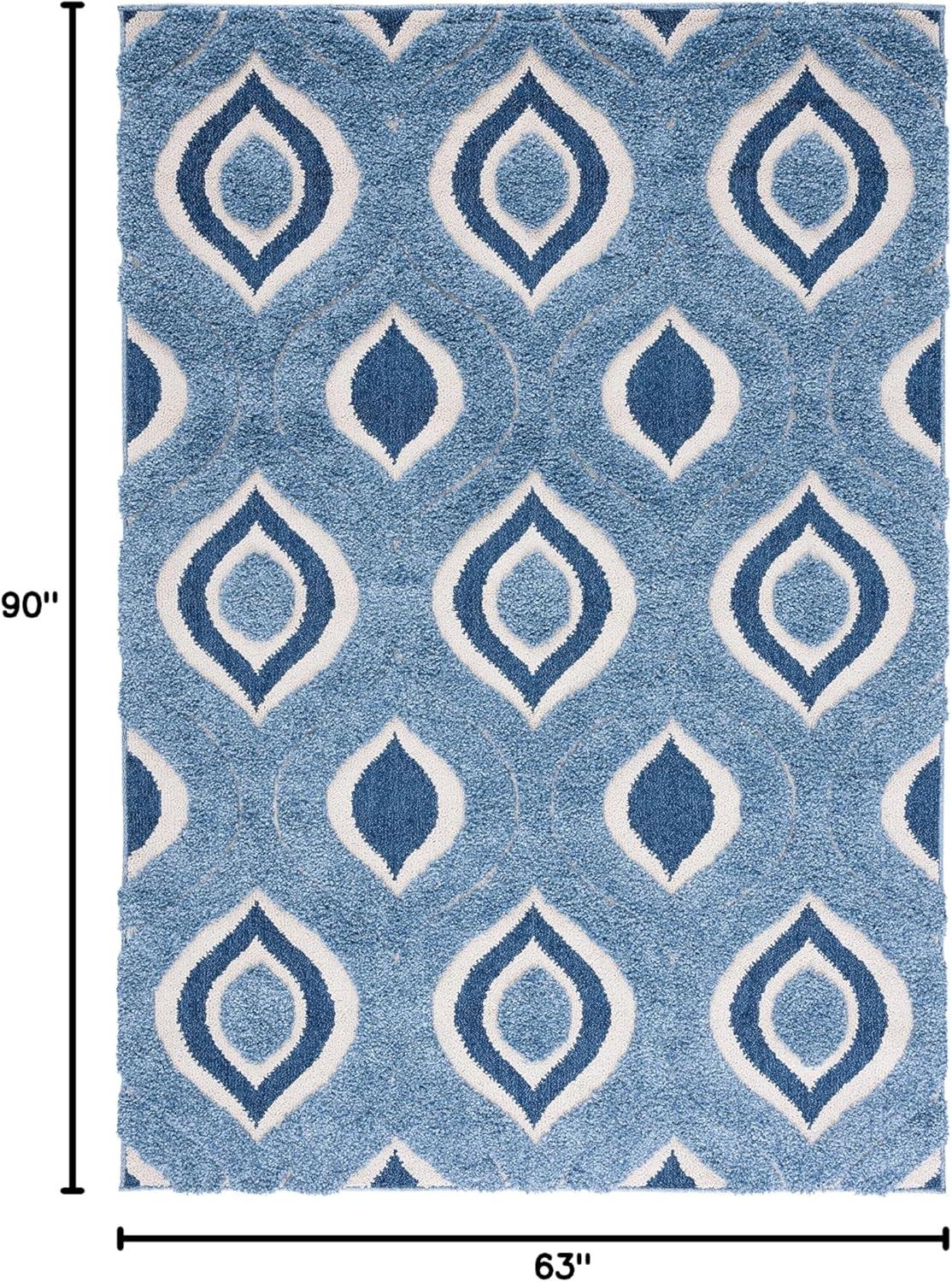 image:imageSAFAVIEH Florida Shag Collection Area Rug 86 x 12 Cream amp Smoke Modern Ogee Design NonShedding amp Easy Care 12inch Thick Ideal for High Traffic Areas in Living Room Bedroom SG4611179BlueIvory
