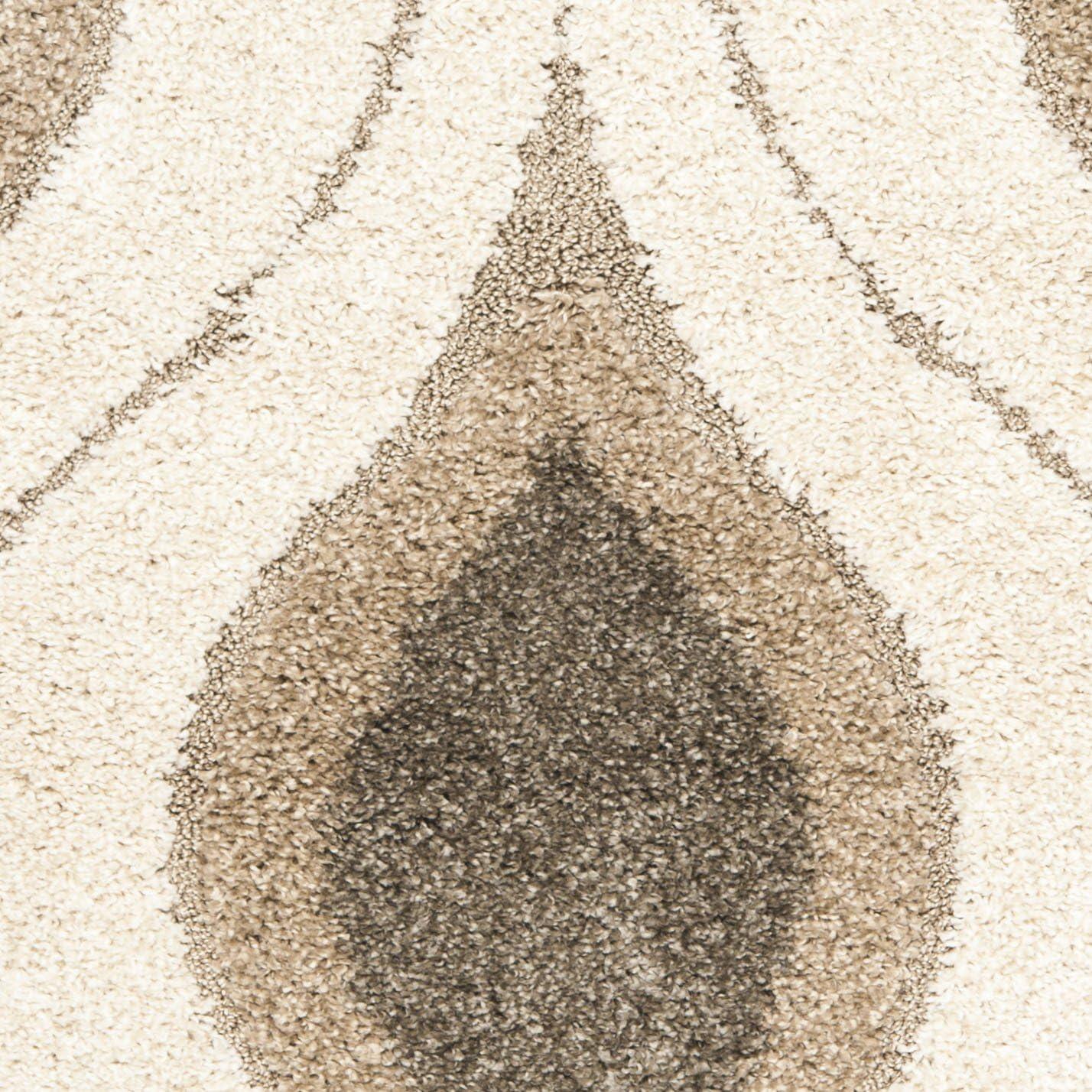 image:imageSAFAVIEH Florida Shag Collection Area Rug 86 x 12 Cream amp Smoke Modern Ogee Design NonShedding amp Easy Care 12inch Thick Ideal for High Traffic Areas in Living Room Bedroom SG4611179CreamSmoke