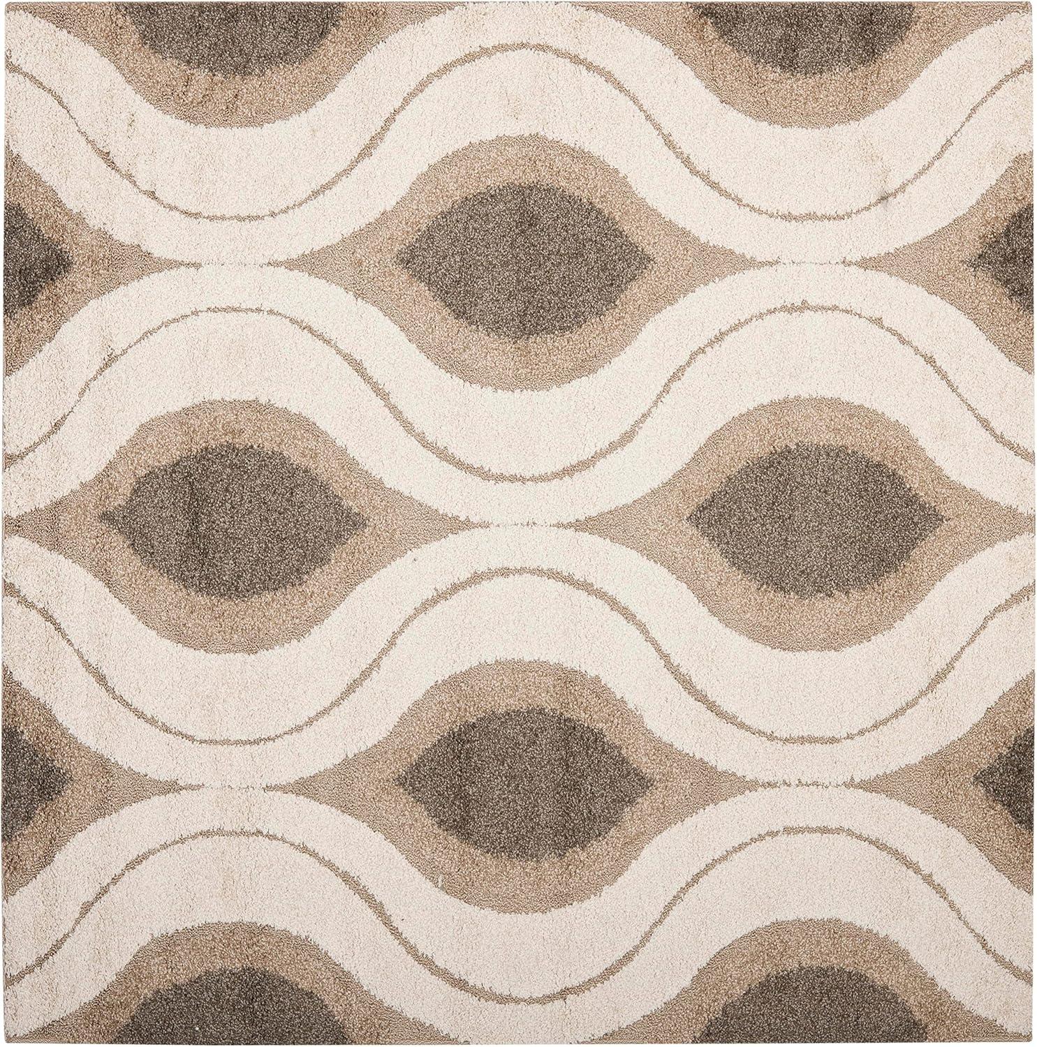 image:imageSAFAVIEH Florida Shag Collection Area Rug 86 x 12 Cream amp Smoke Modern Ogee Design NonShedding amp Easy Care 12inch Thick Ideal for High Traffic Areas in Living Room Bedroom SG4611179CreamSmoke
