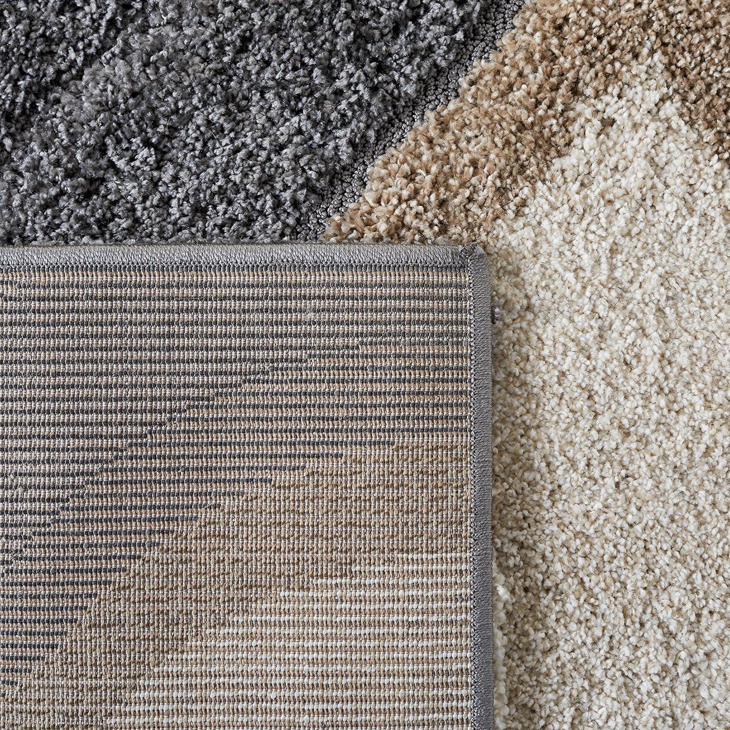 image:imageSAFAVIEH Florida Shag Collection Area Rug 86 x 12 Cream amp Smoke Modern Ogee Design NonShedding amp Easy Care 12inch Thick Ideal for High Traffic Areas in Living Room Bedroom SG4611179GreyIvory